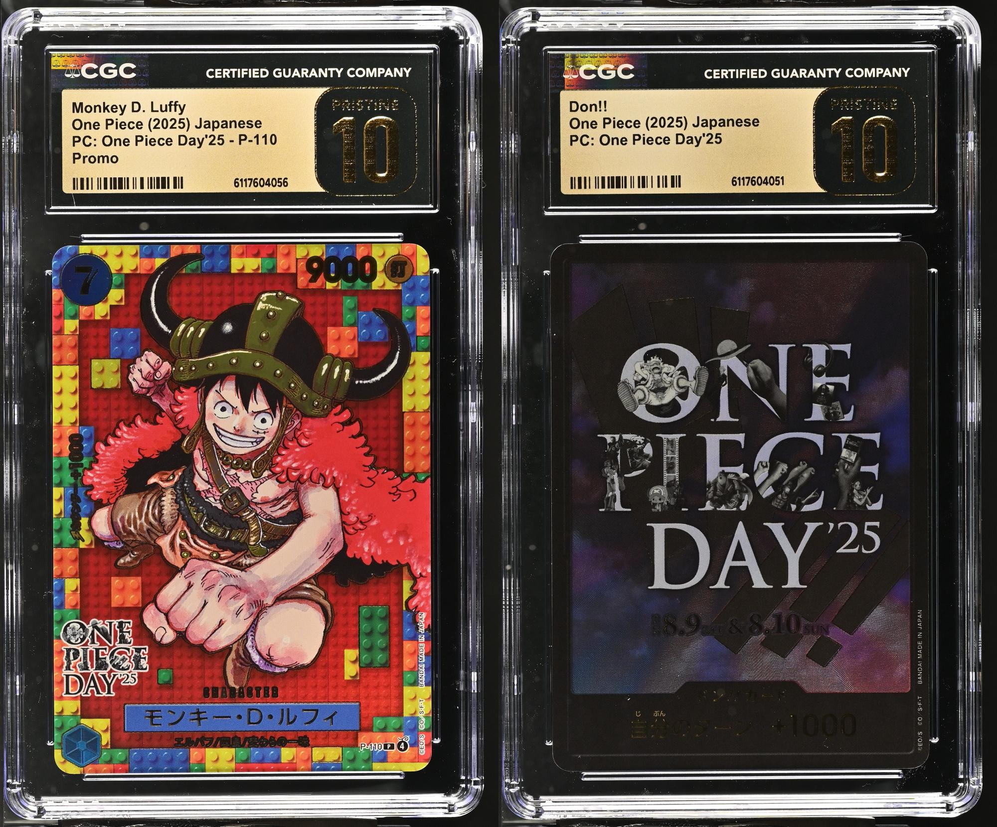 Monkey D. Luffy P-110 & DON Card SET CGC 10 Pristine 2025 One Piece Day 25 Japanese