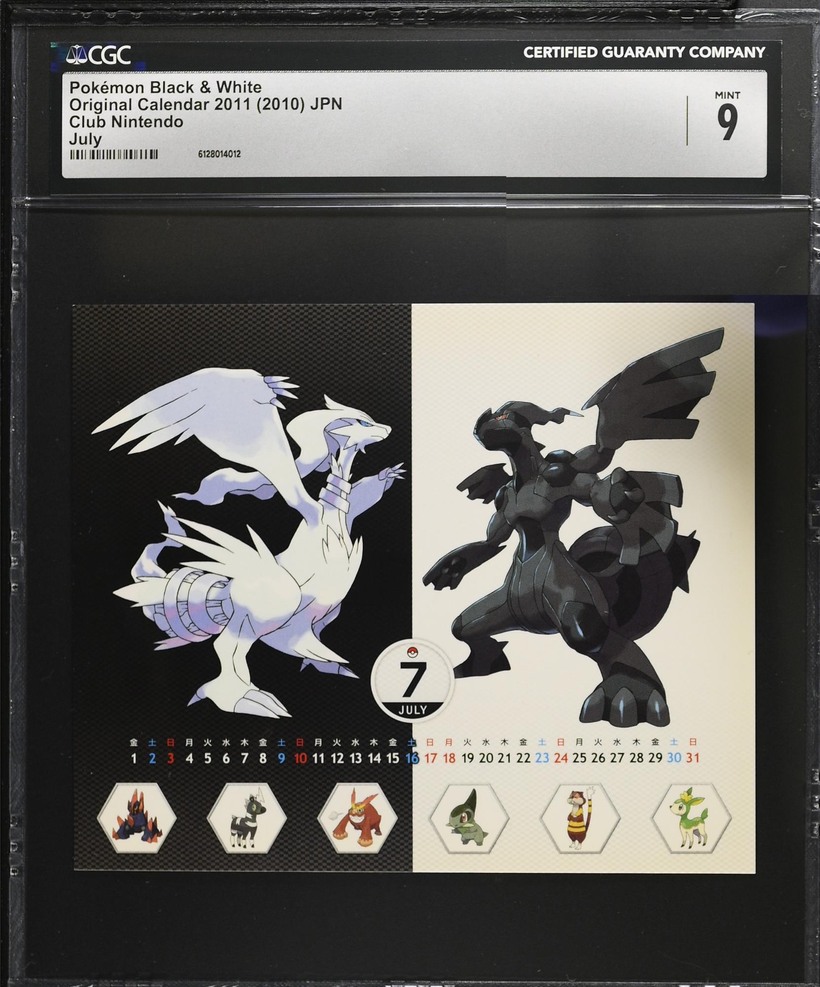 Pokemon Black & White CGC 9 2010 Calendar 2011 Nintendo Japanese