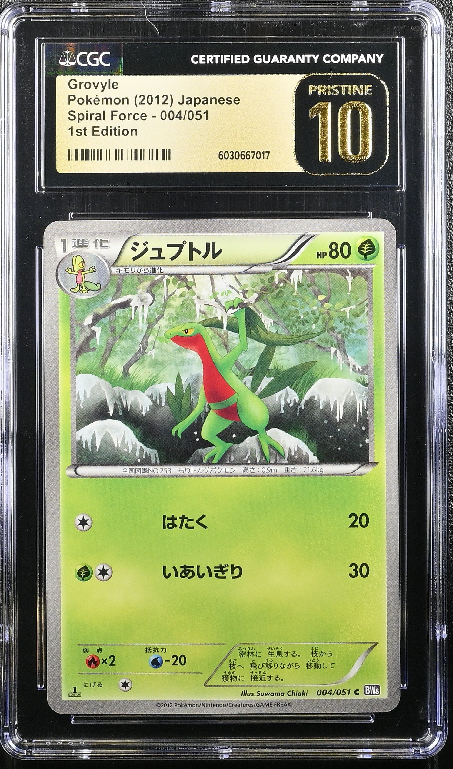 GROVYLE SPIRAL FORCE 004/051 POKEMON JAPANESE 1ST EDITION CGC 10 PRISTINE