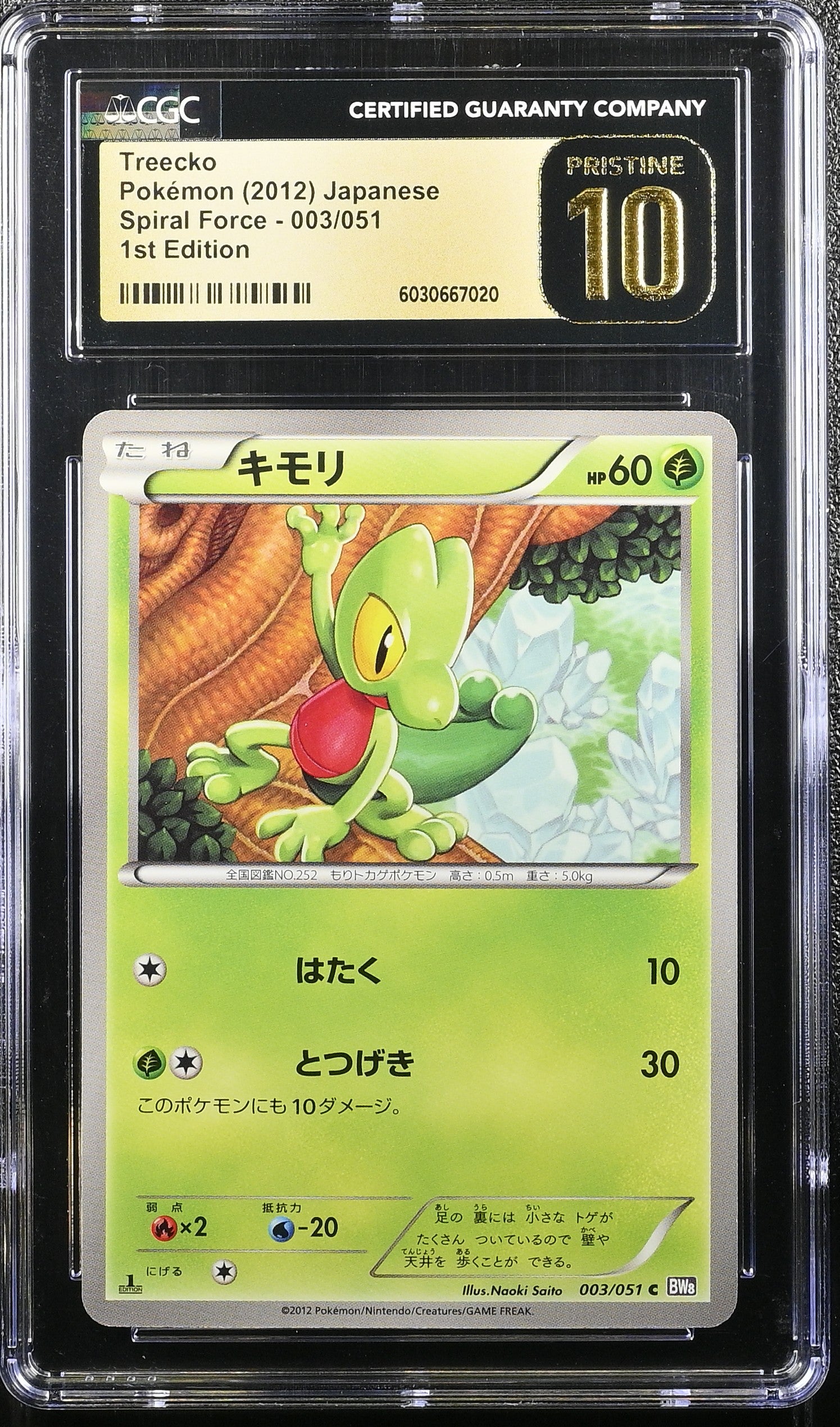 TREECKO SPIRAL FORCE 003/051 POKEMON JAPANESE 1ST EDITION CGC 10 PRISTINE