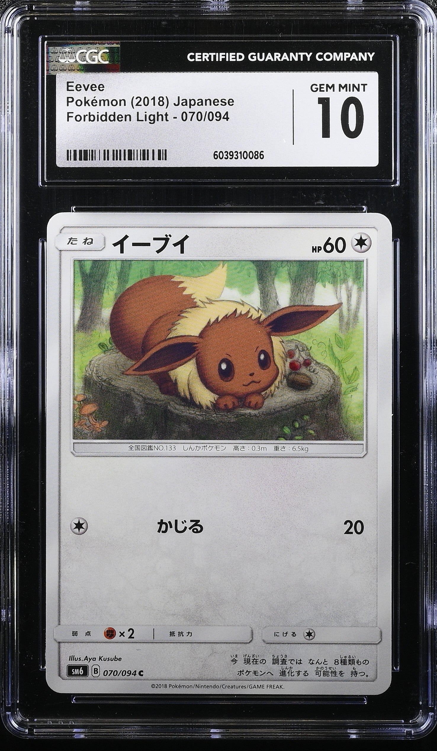 Eevee 070/094 Forbidden Light Pokemon Japanese CGC 10 Gem Mint