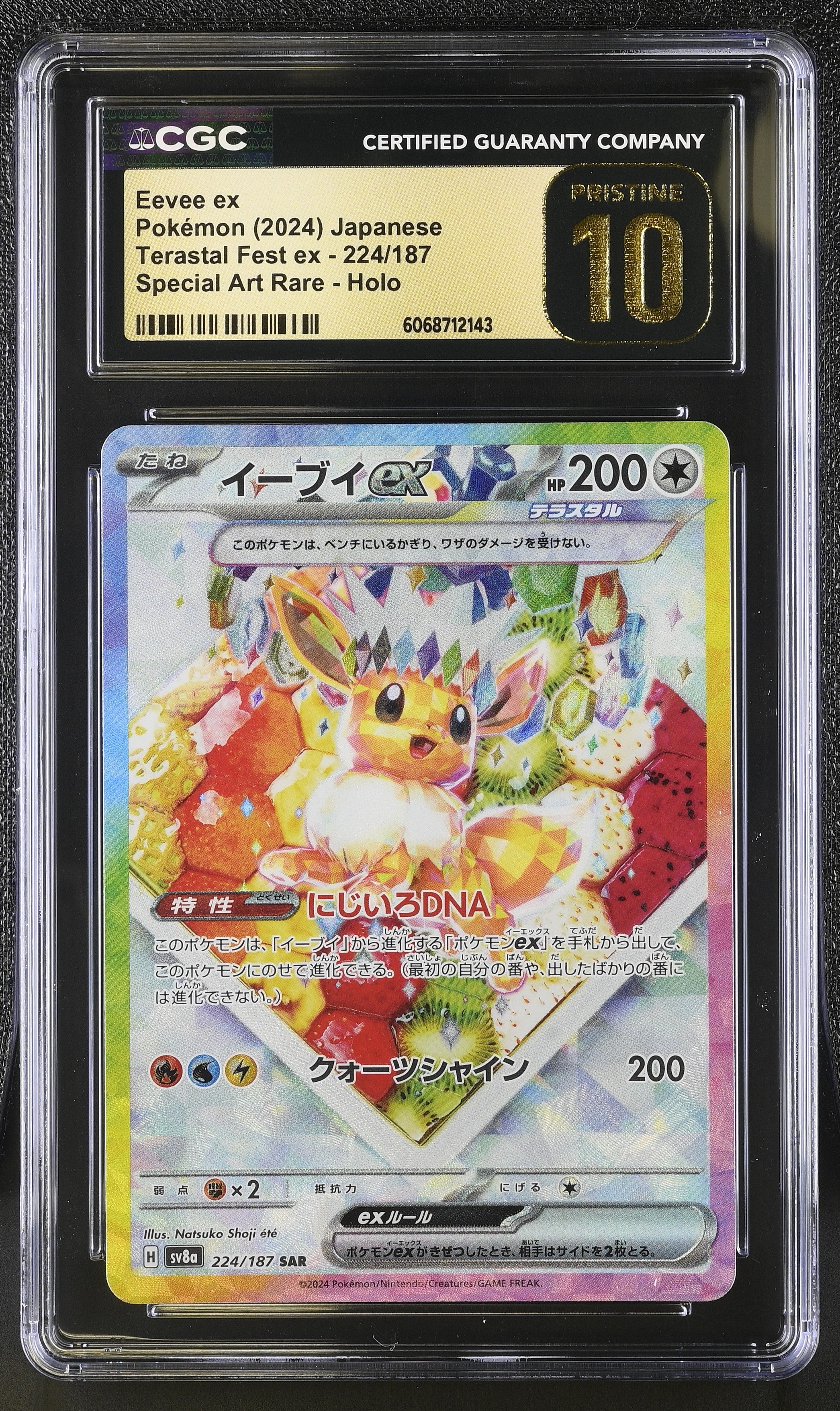Eevee EX 224/187 Special Art Rare Holo Pokemon Japanese CGC 10 Pristine