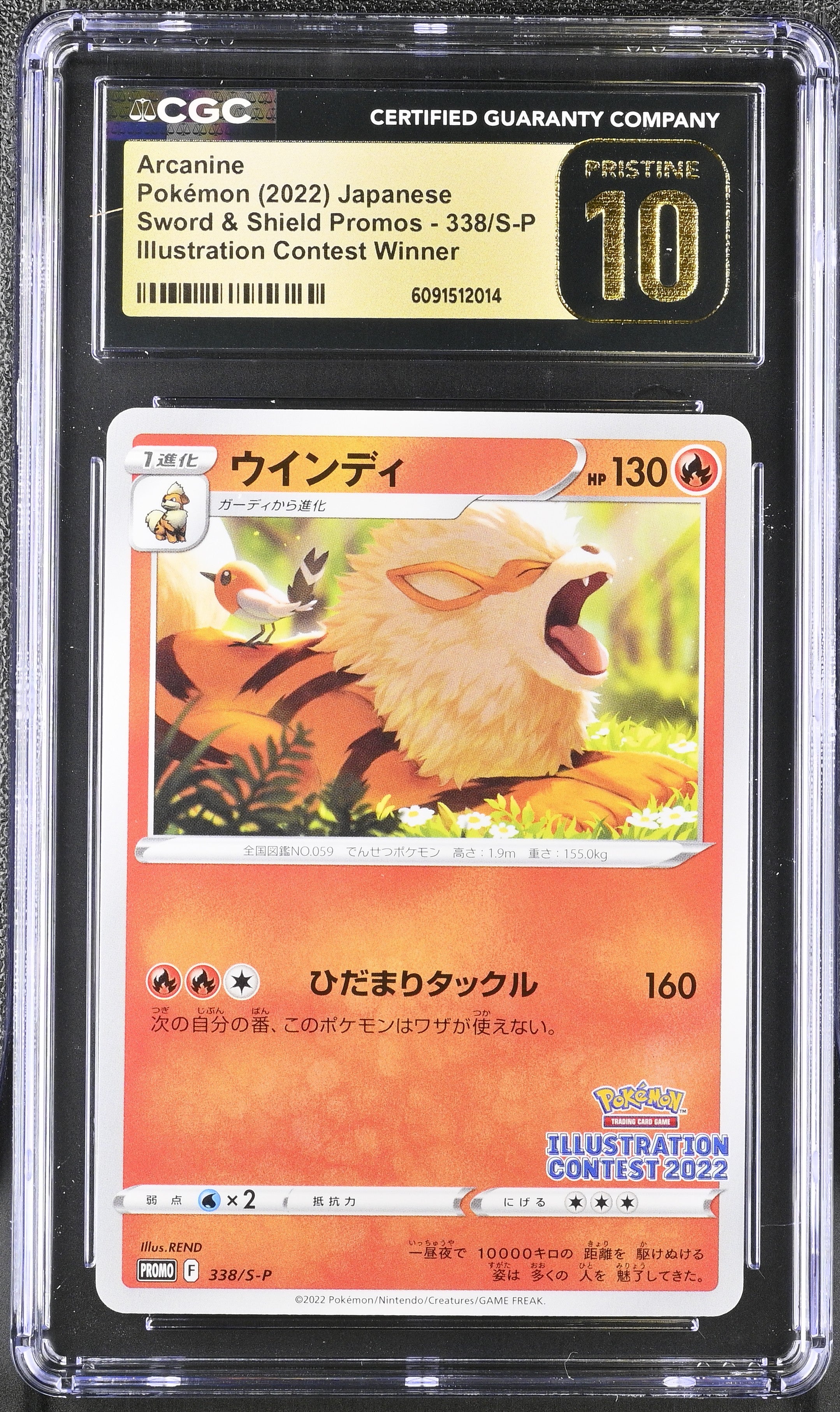 Arcanine 338/S-P CGC 10 Pristine 2022 Illustration Contest Winner Pokemon