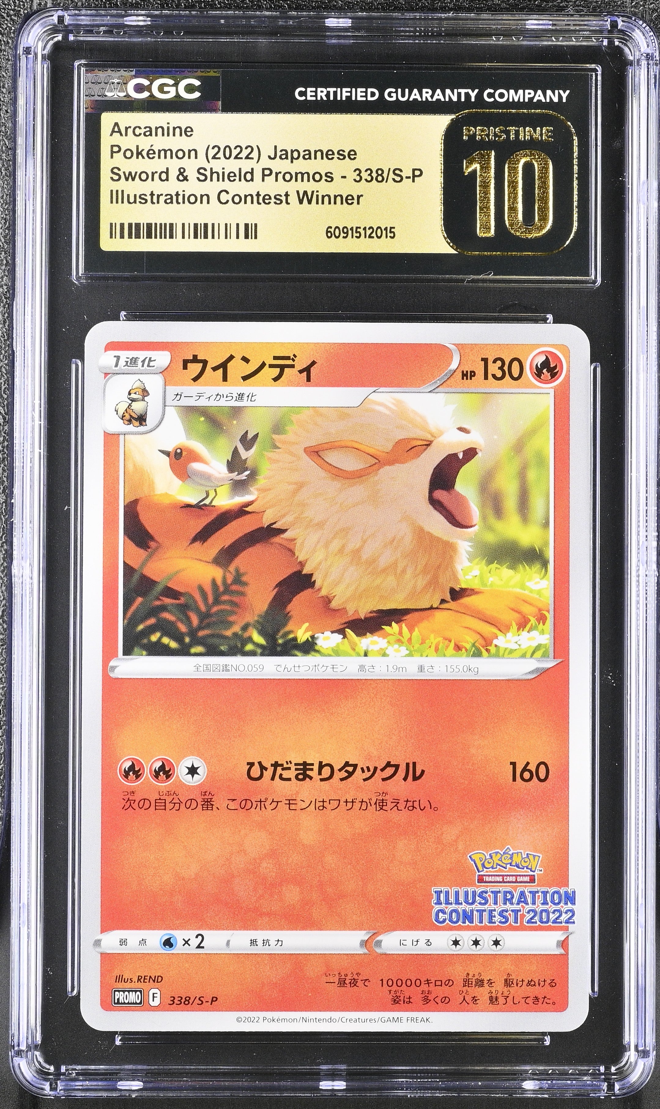 Arcanine 338/S-P CGC 10 Pristine 2022 Illustration Contest Winner Pokemon