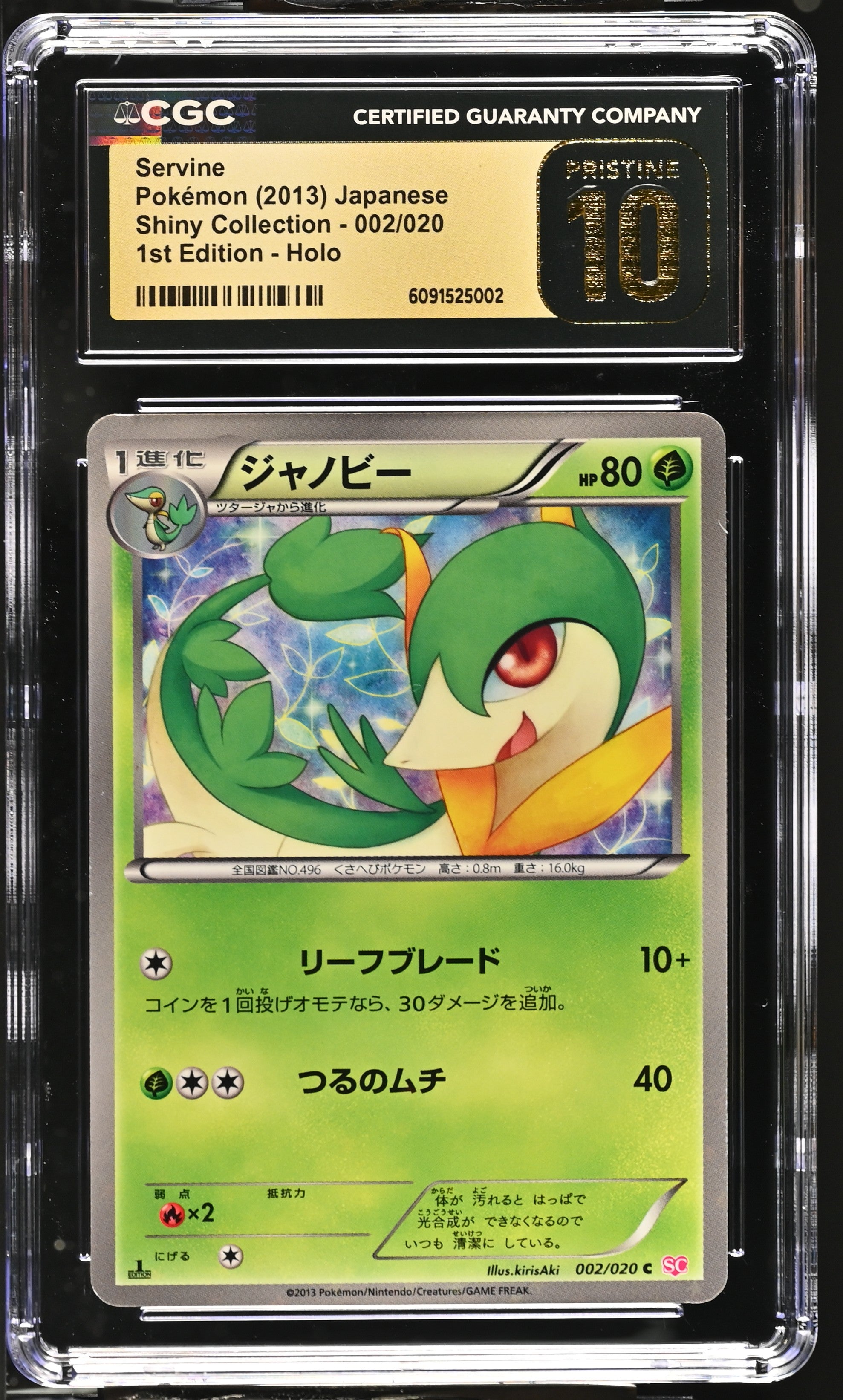 Servine 002/020 CGC 10 Pristine 2013 1st Edition Holo Pokemon Japanese