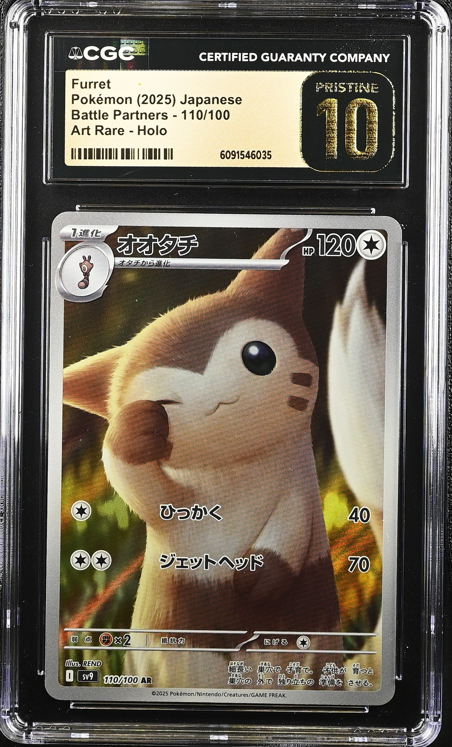 Furret 110/100 CGC 10 Pristine 2025 Art Rare Holo Pokemon Japanese