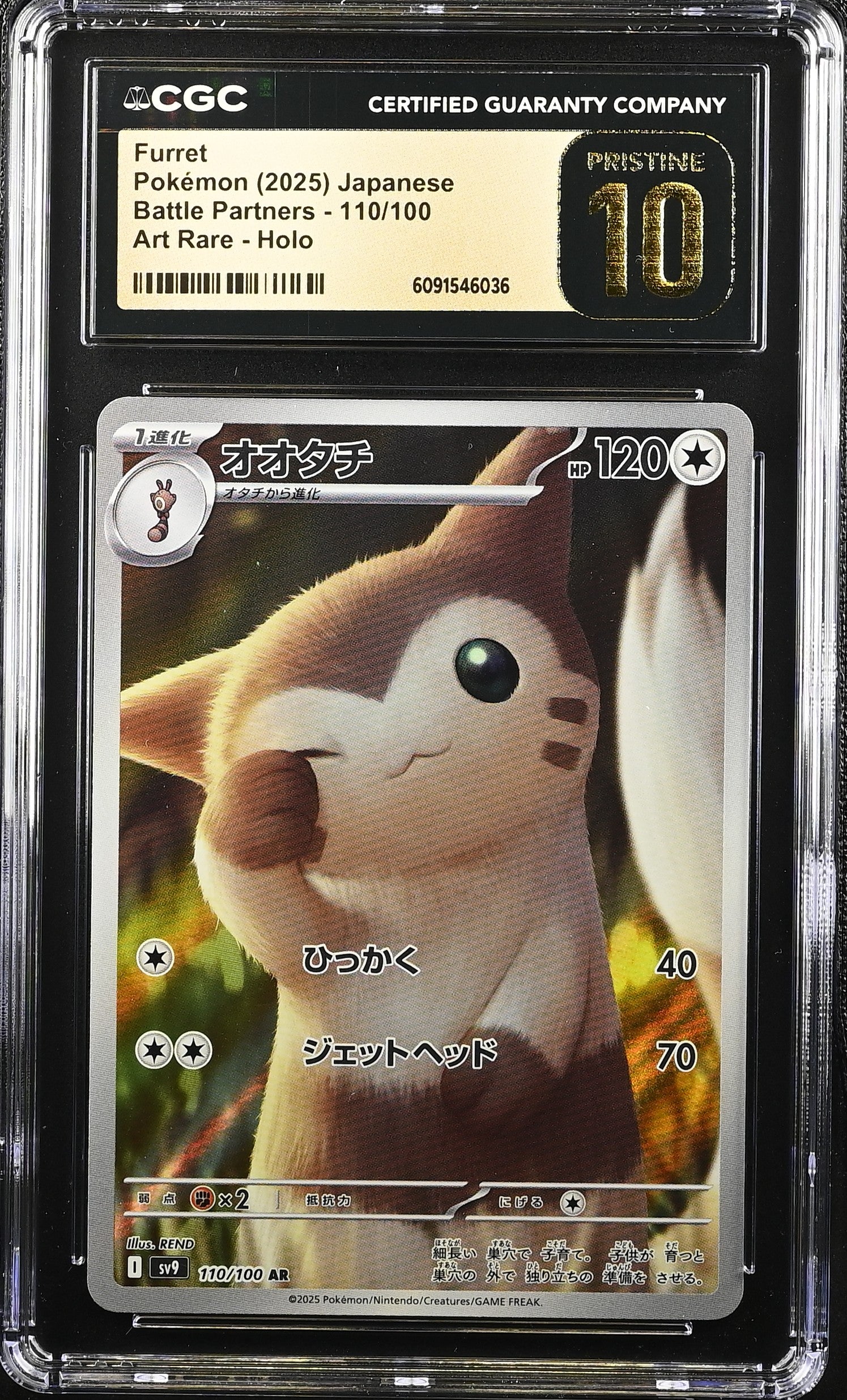 Furret 110/100 CGC 10 Pristine 2025 Art Rare Holo Pokemon Japanese