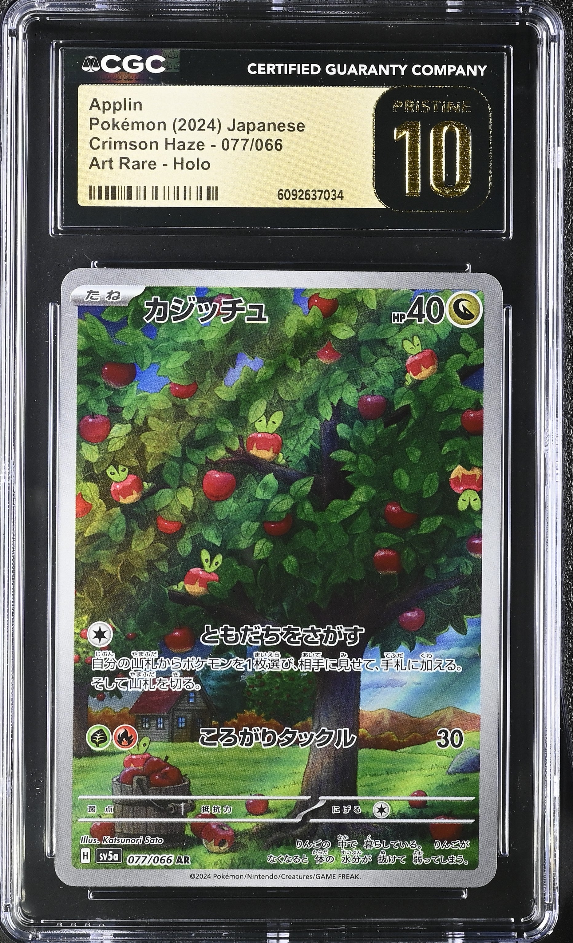 Applin 077/066 CGC 10 Pristine 2024 Art Rare Holo Crimson Haze Pokemon Japanese