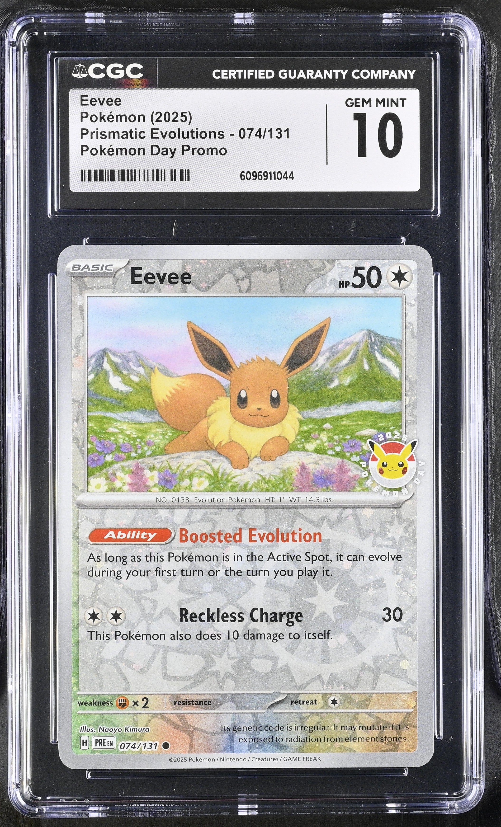 Eevee 074/131 CGC 10 Gem Mint 2025 Pokemon Day Promo Prismatic Evolutions Pokemon English