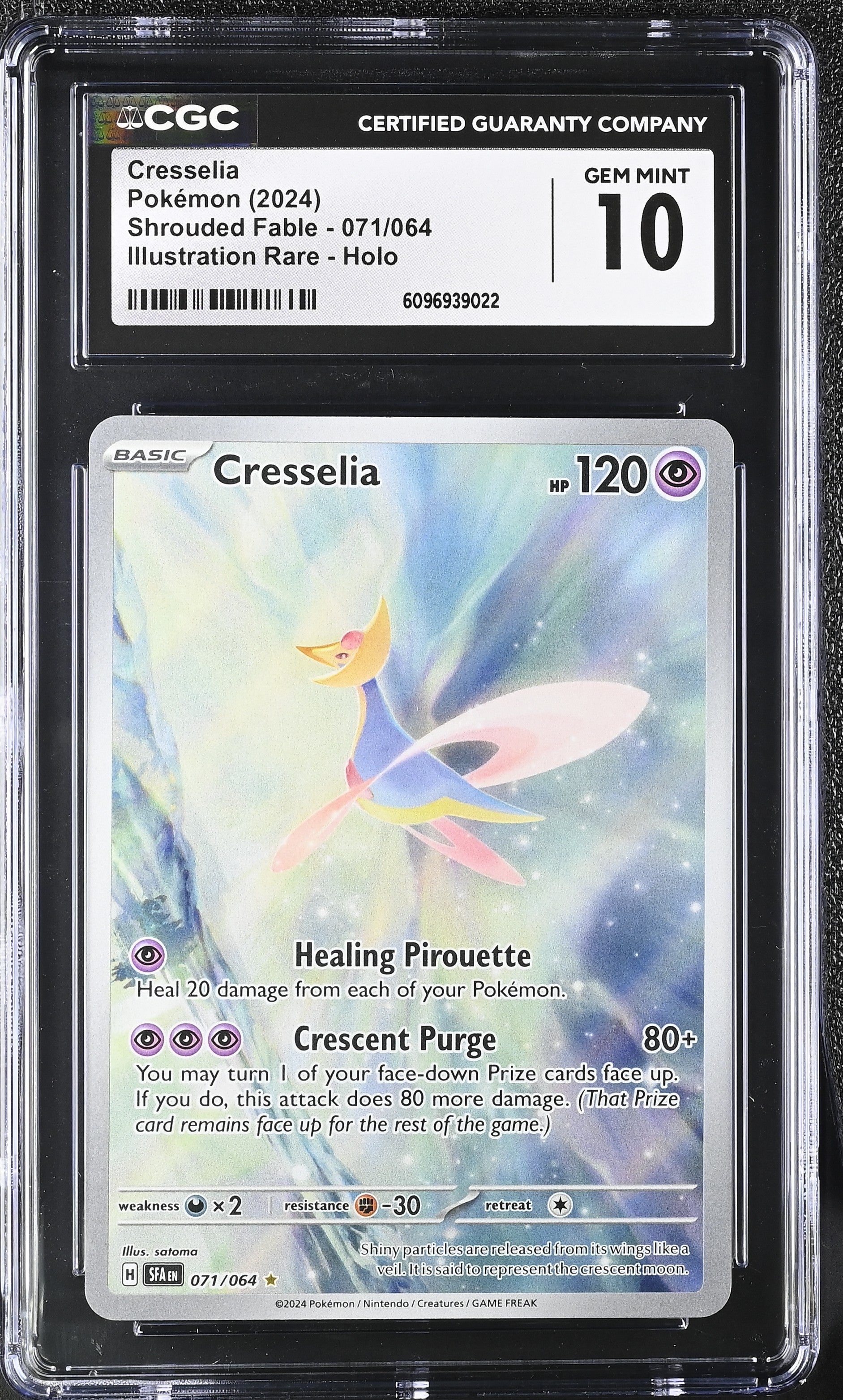 Cresselia 071/064 CGC 10 Gem Mint 2024 Illustration Rare Holo Shrouded Fable Pokemon English