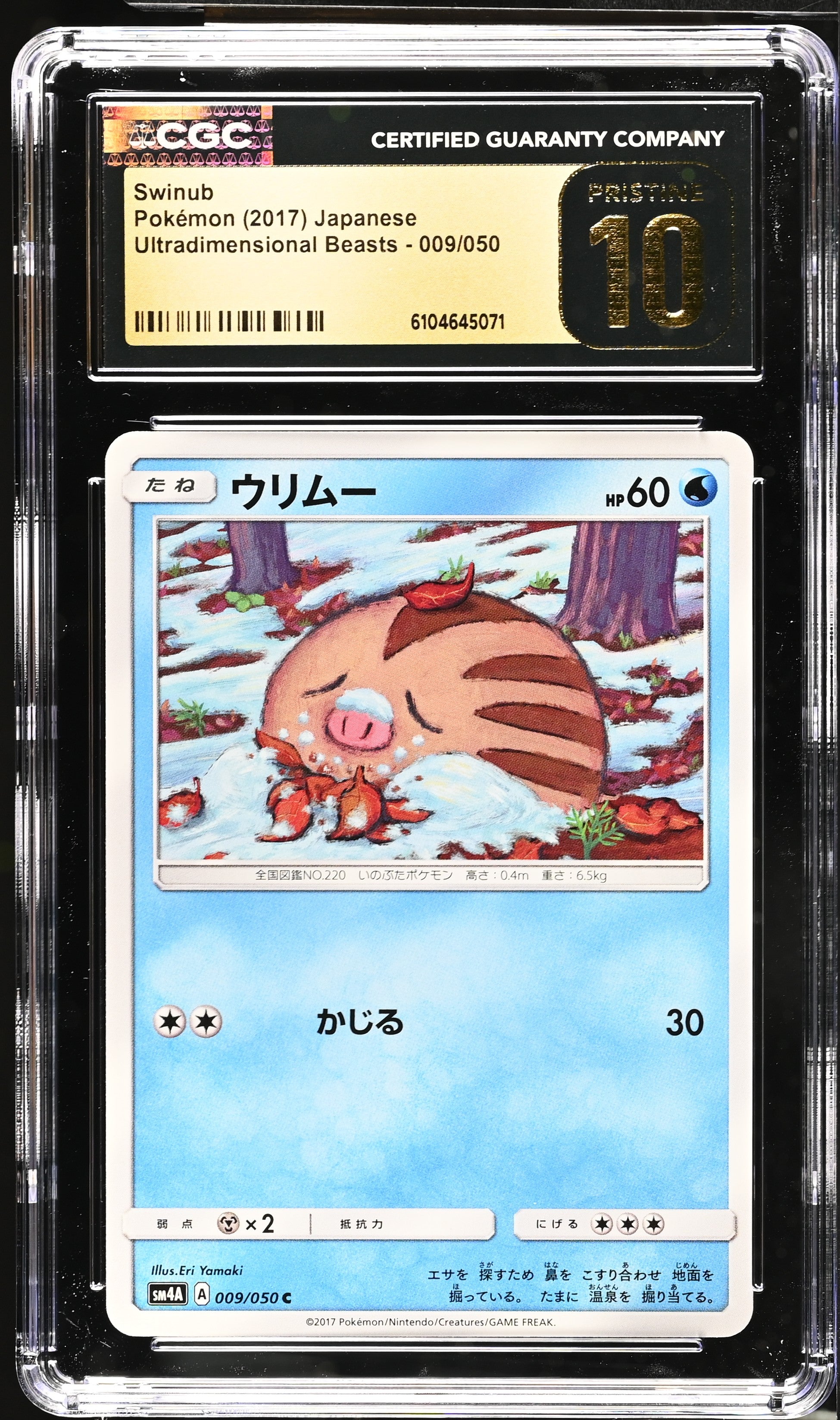 Swinub 009/050 CGC 10 Pristine 2017 Ultradimensional Beasts Pokemon Japanese