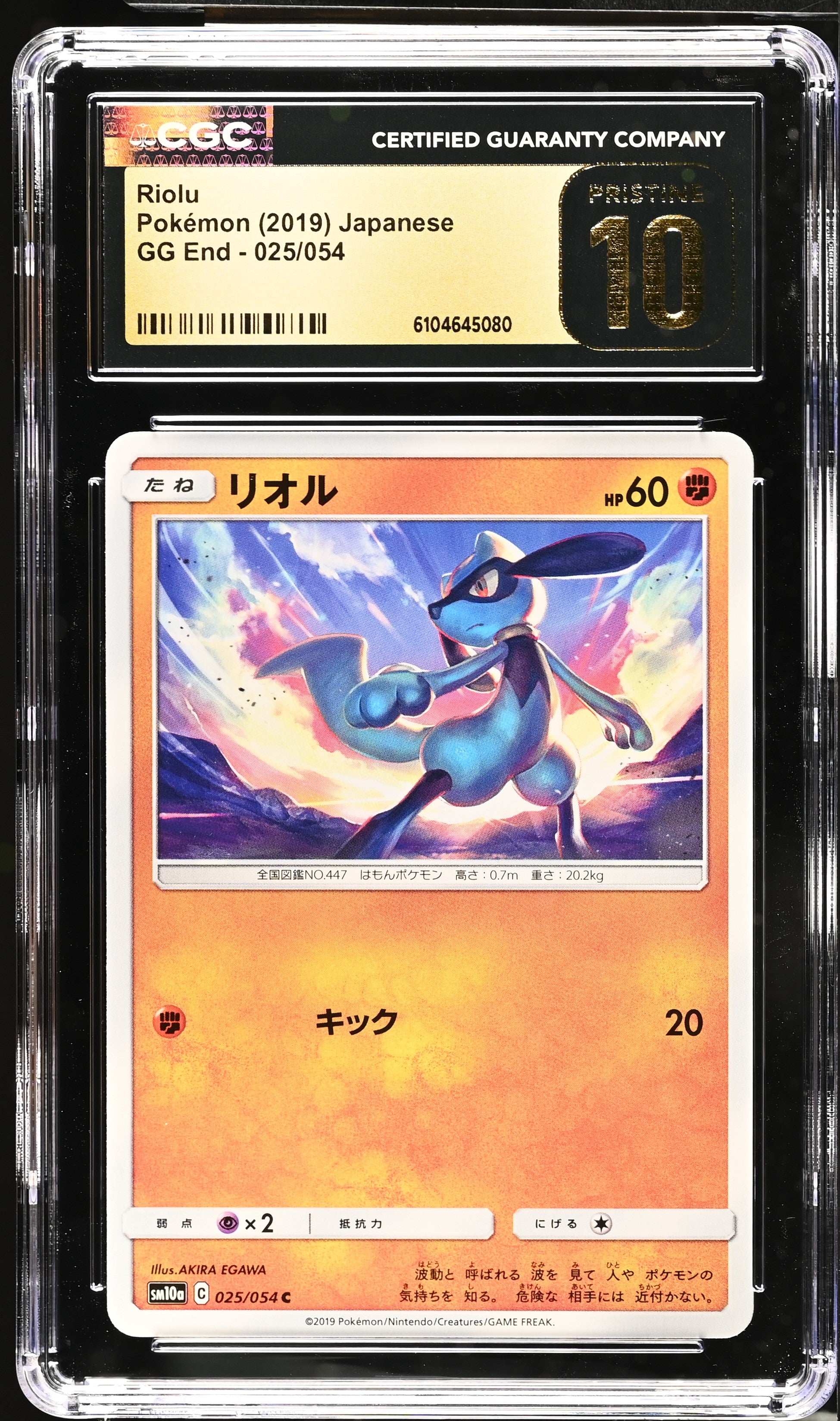 Riolu 025/054 CGC 10 Pristine 2019 Gg End Pokemon Japanese