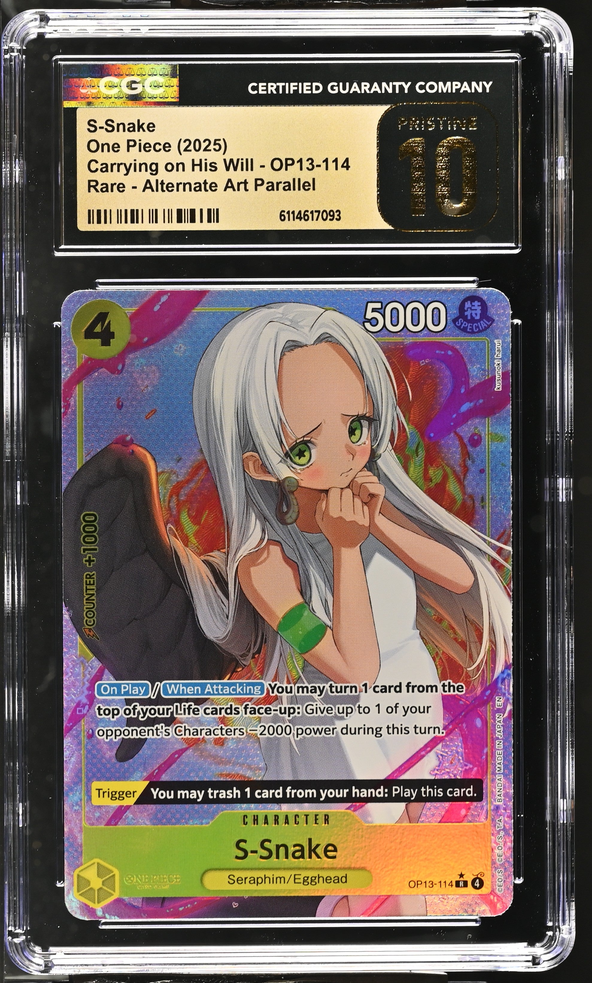 S-snake OP13-114 CGC 10 Pristine 2025 Alternate Art Parallel Carrying On His Will One Piece