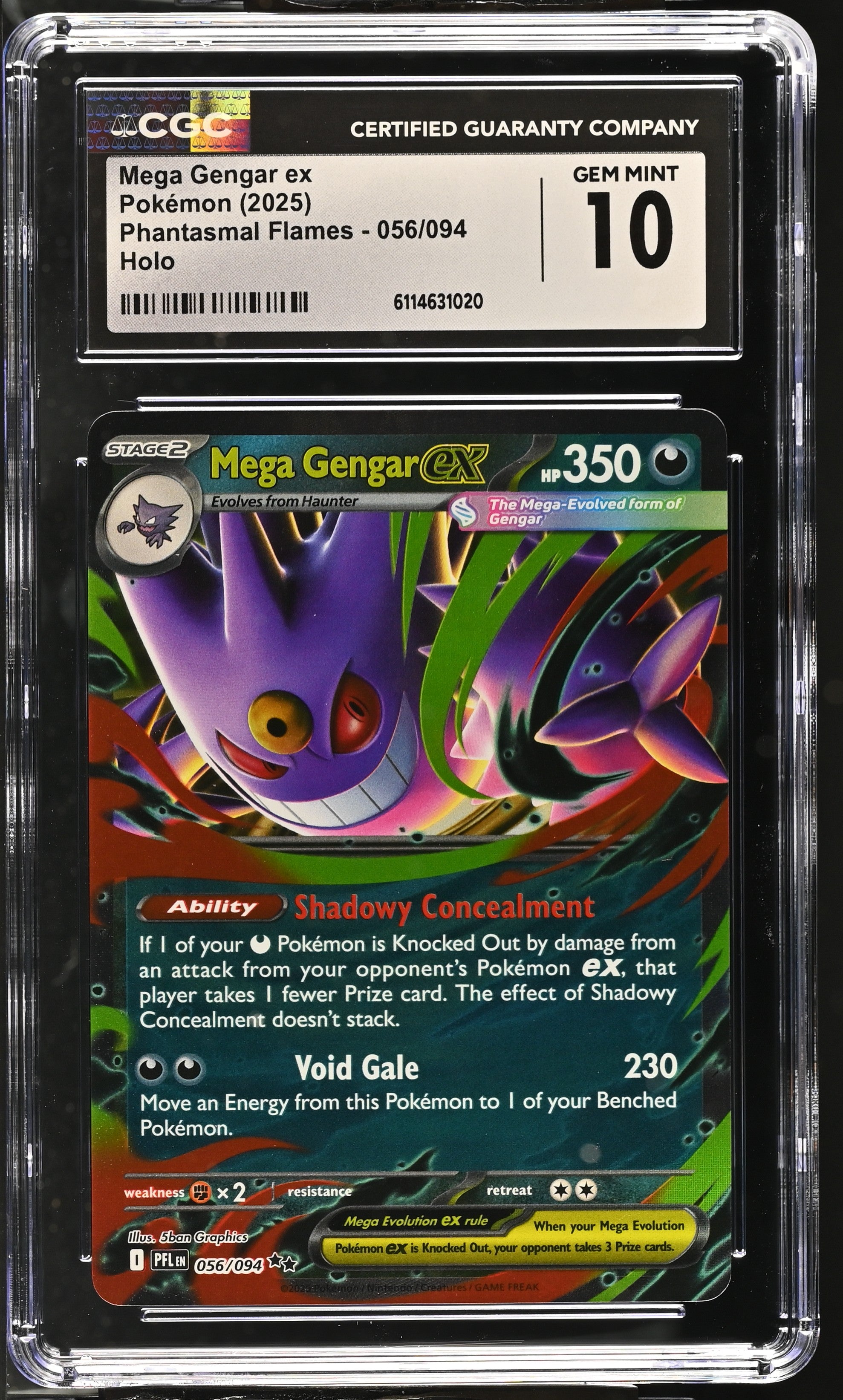 Mega Gengar EX 056/094 CGC 10 Gem Mint 2025 Holo Phantasmal Flames Pokemon