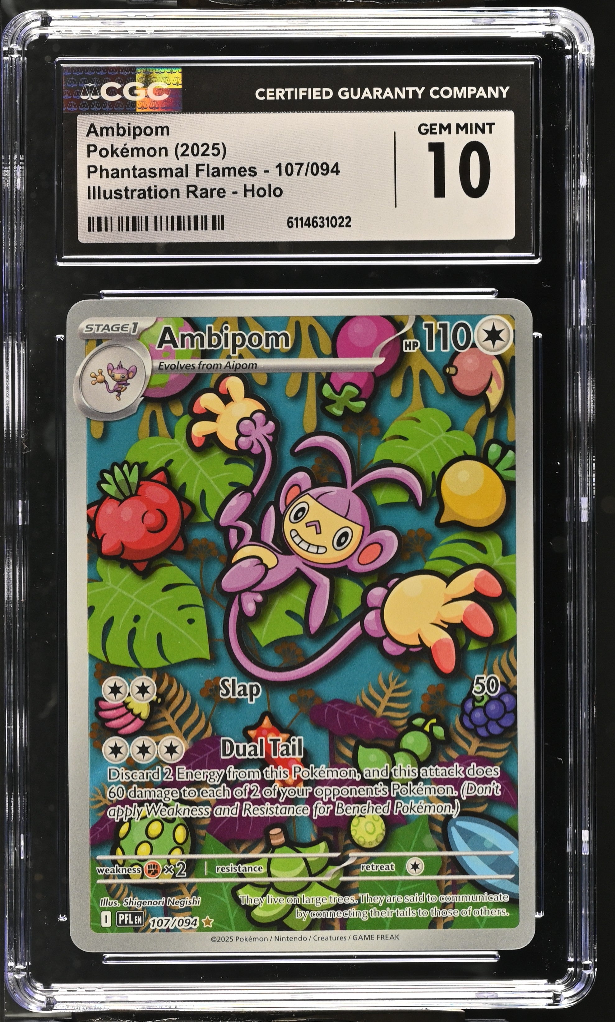 Ambipom 107/094 CGC 10 Gem Mint 2025 Illustration Rare Holo Phantasmal Flames Pokemon
