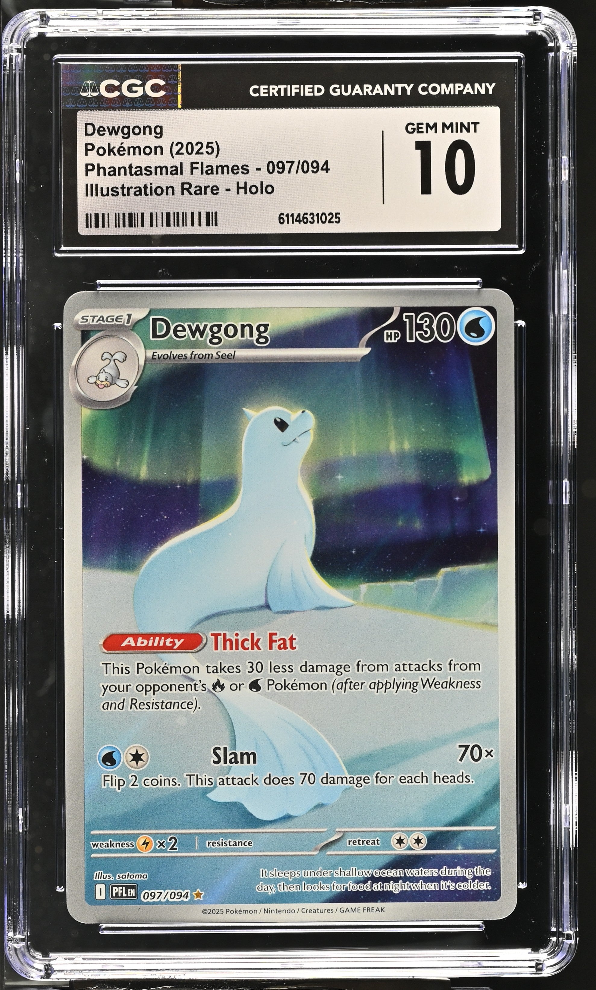 Dewgong 097/094 CGC 10 Gem Mint 2025 Illustration Rare Holo Flames Pokemon