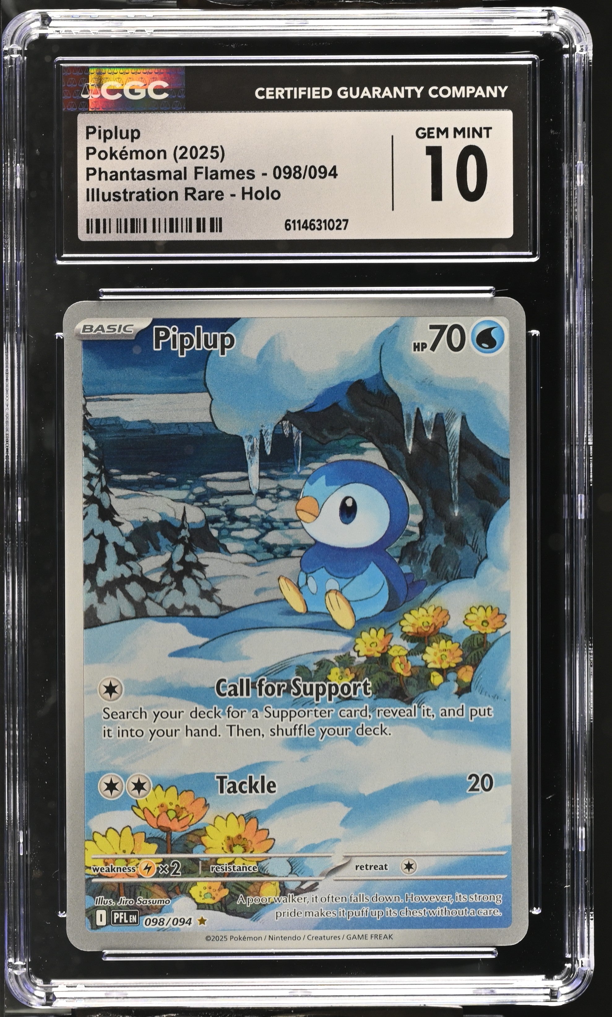 Piplup 098/094 CGC 10 Gem Mint 2025 Illustration Rare Holo Phantasmal Flames Pokemon