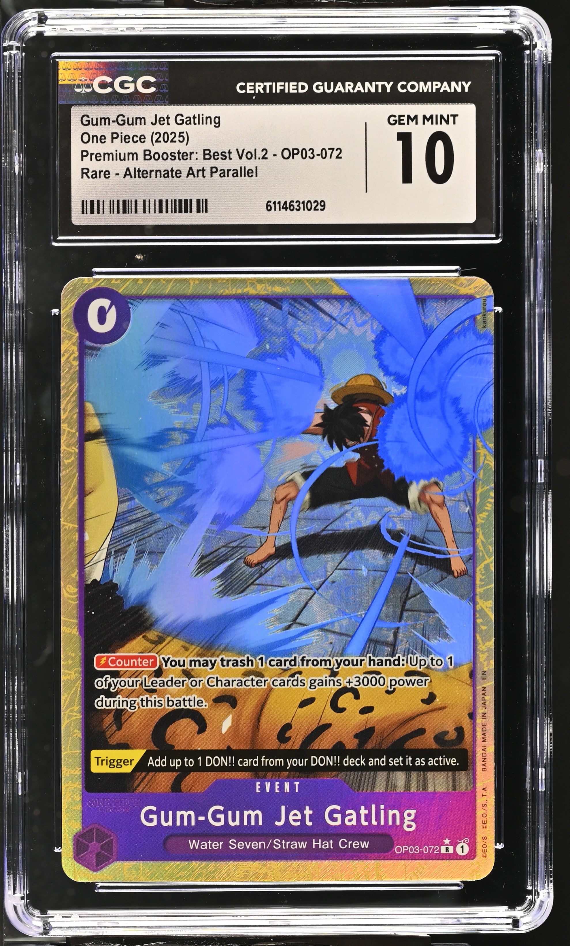 Gum-gum Jet Gatling Luffy OP03-072 CGC 10 2025 Alternate Art Parallel One Piece