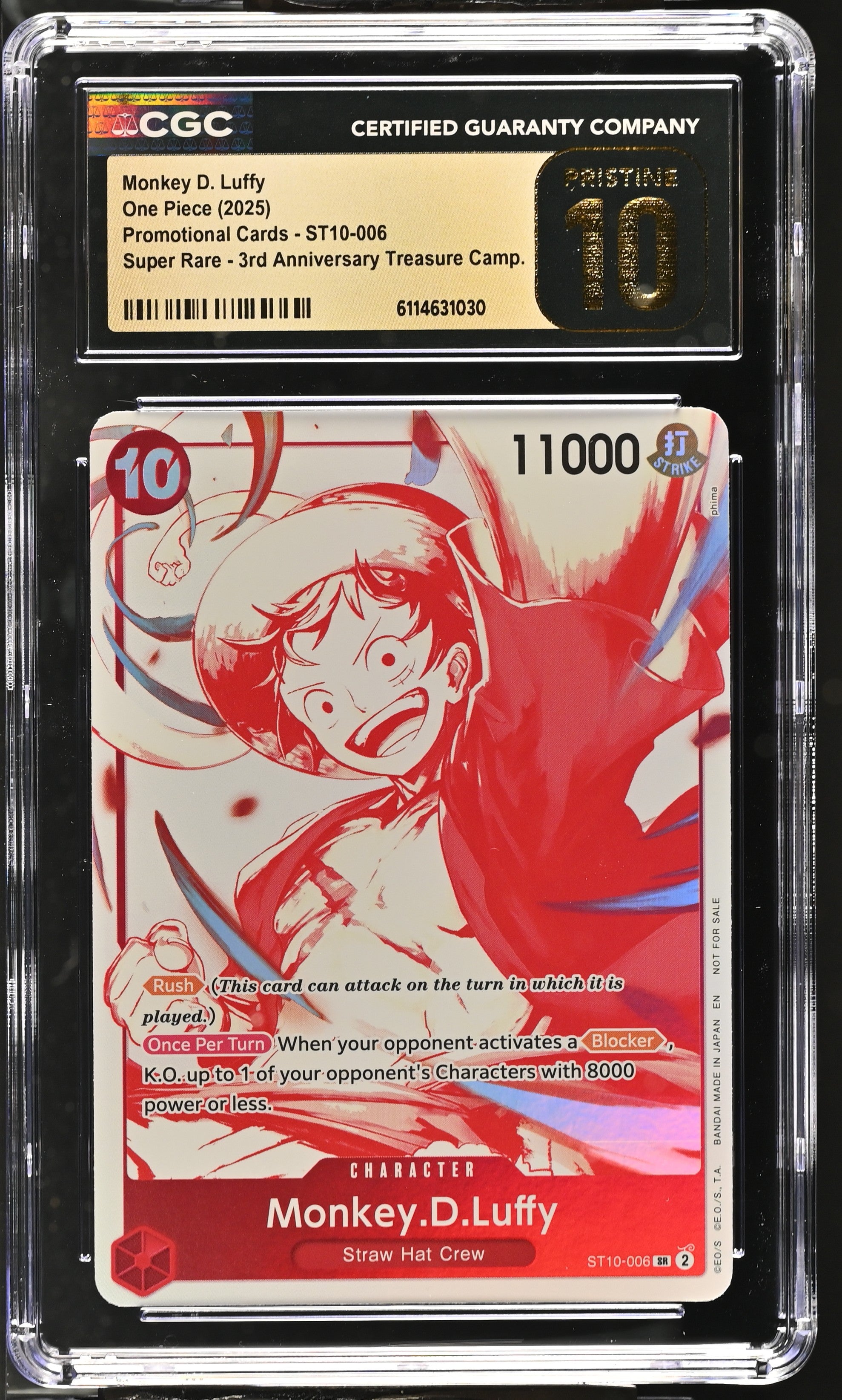 Monkey D. Luffy ST10-006 CGC 10 Pristine 2025 3rd Anniversary Promo One Piece
