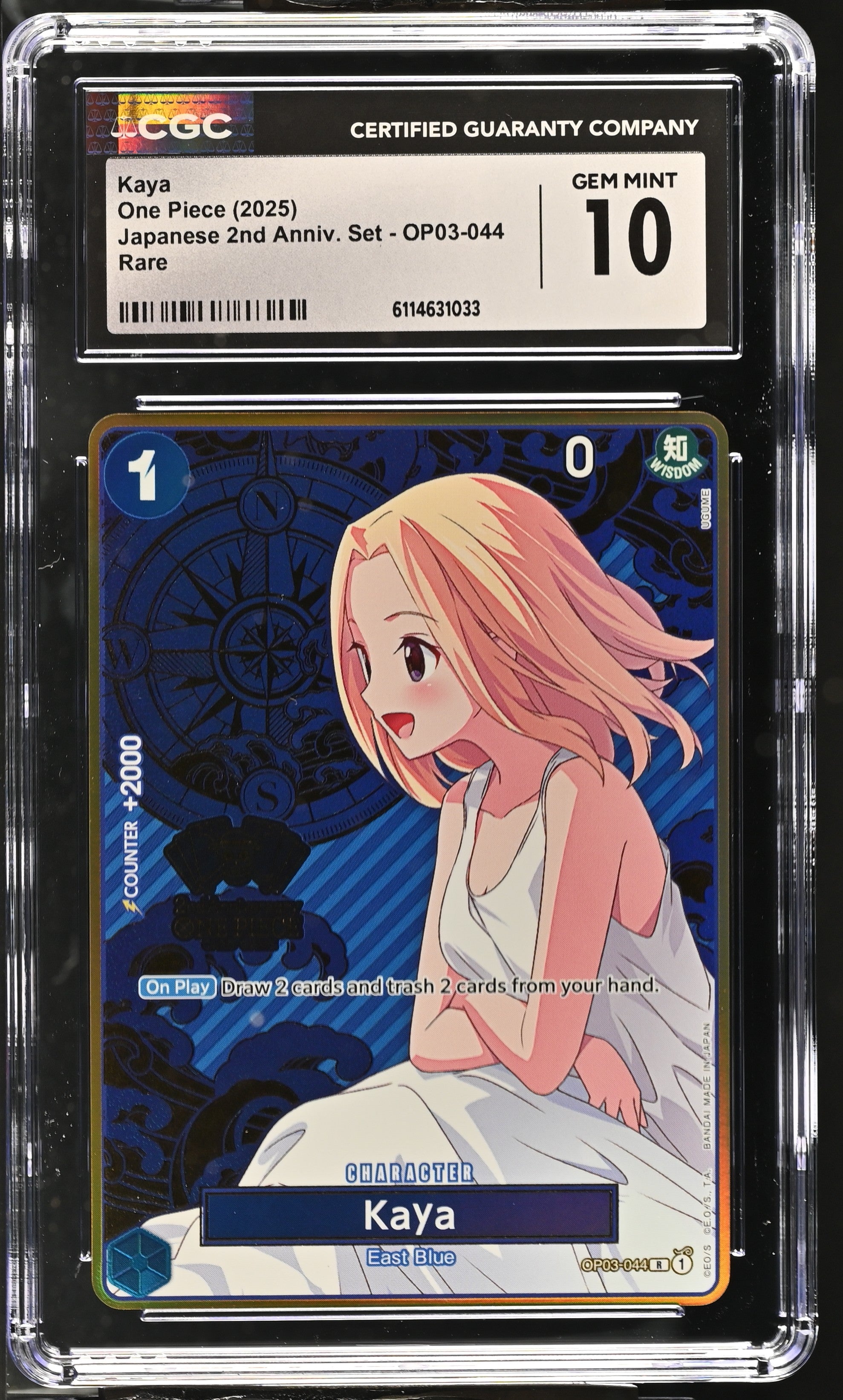 Kaya OP03-044 CGC 10 Gem Mint 2025 Japanese 2nd Anniv. Set One Piece