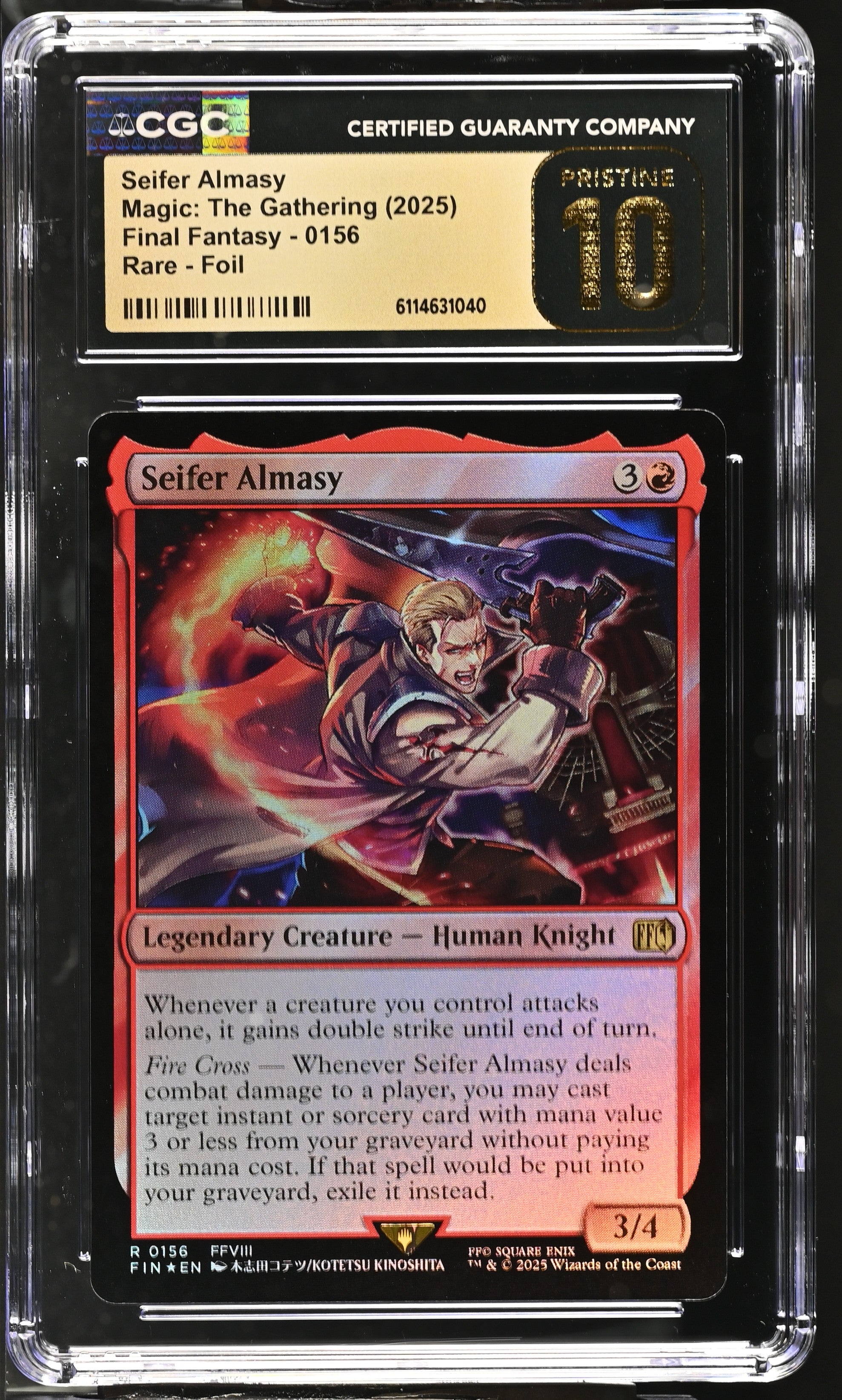 Seifer Almasy 0156 CGC 10 Pristine 2025 Foil Final Fantasy Magic: The Gathering
