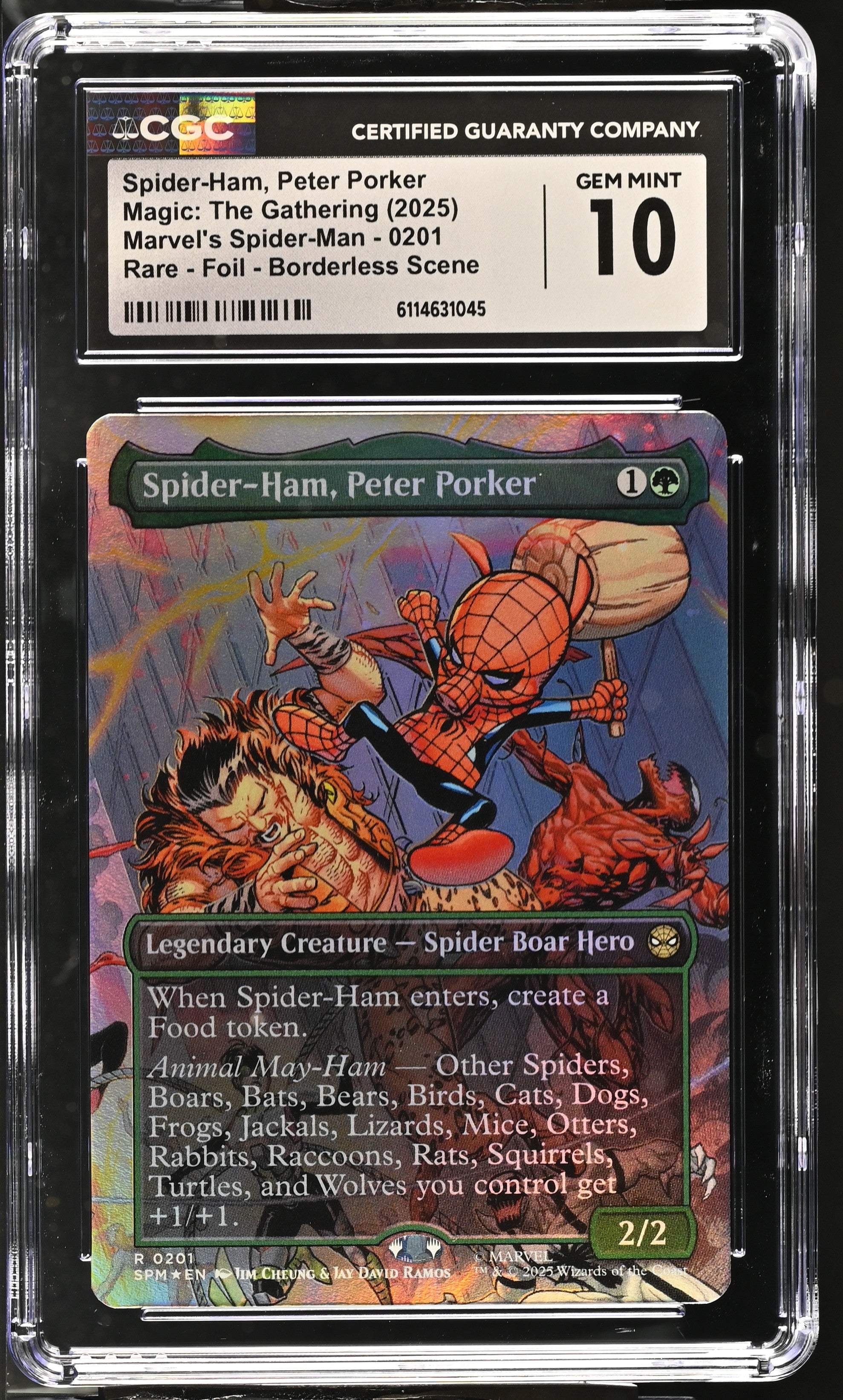Spider-ham, Peter Porker 0201 CGC 10 Gem Mint 2025 Foil Borderless Spider Man Magic The Gathering English