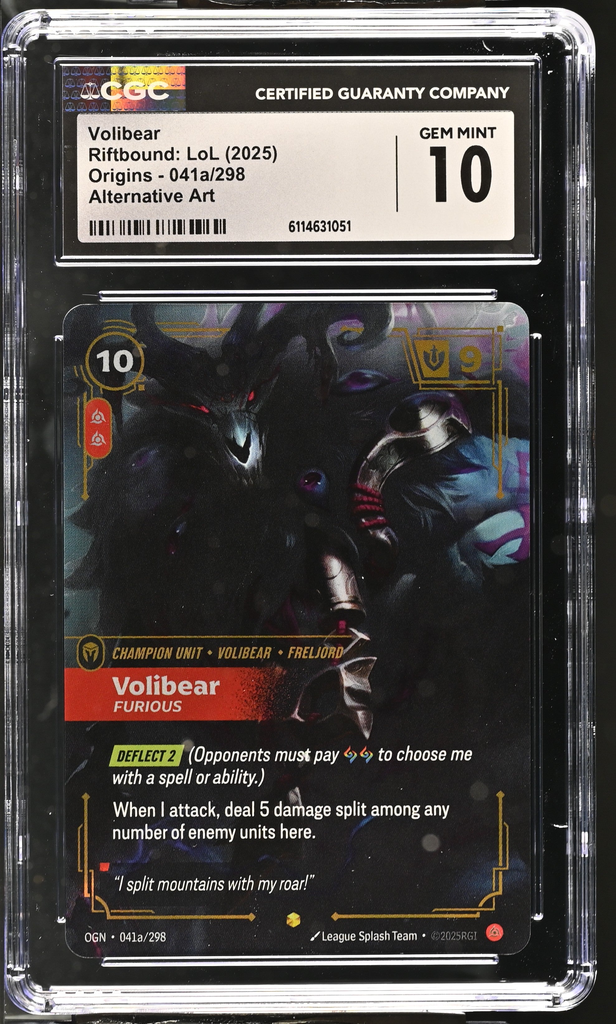 Volibear 041a/298 CGC 10 Gem Mint 2025 Origins Riftbound