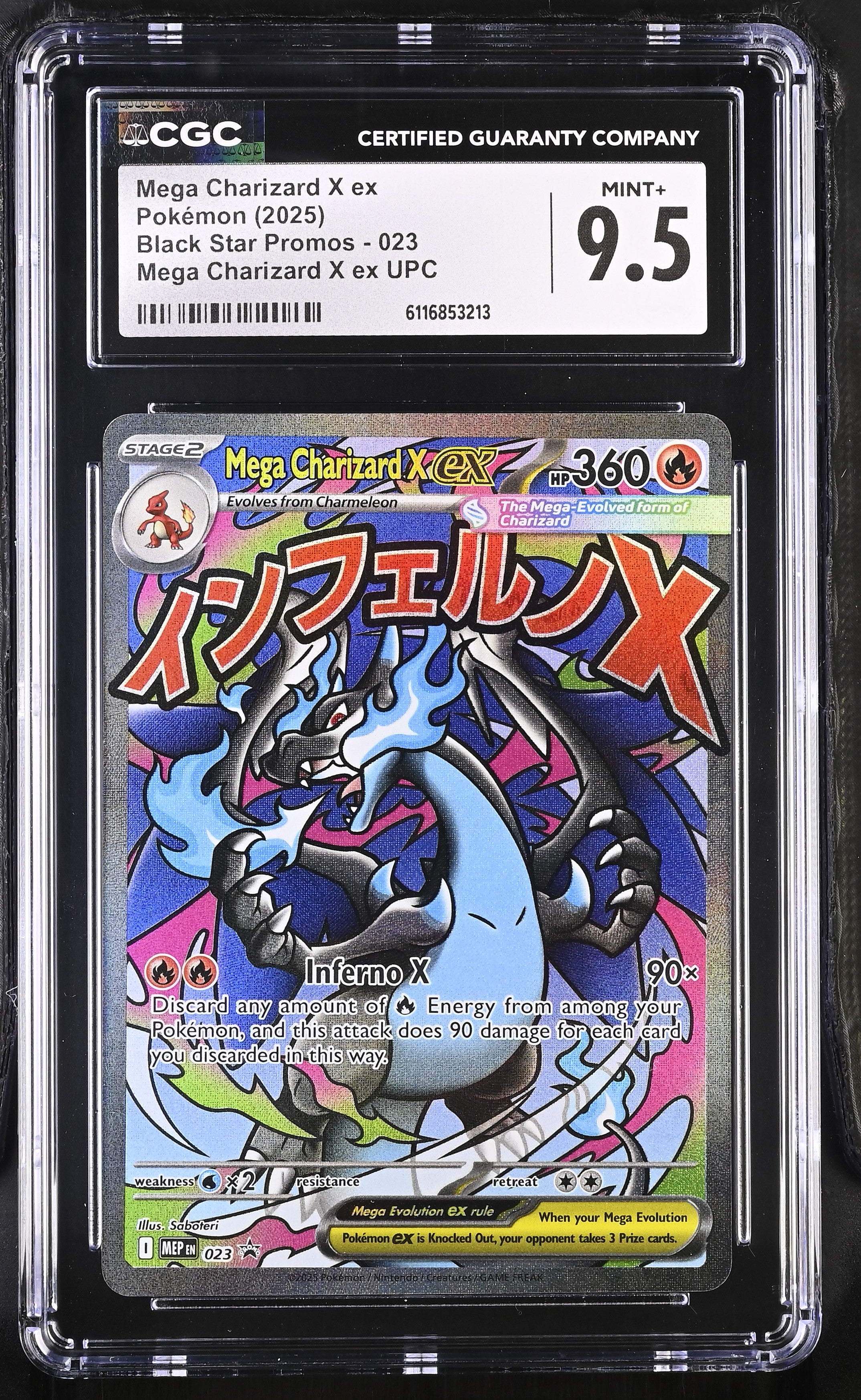 Mega Charizard X EX 023 CGC 9.5 Mint+ 2025 Upc Black Star Promos Pokemon