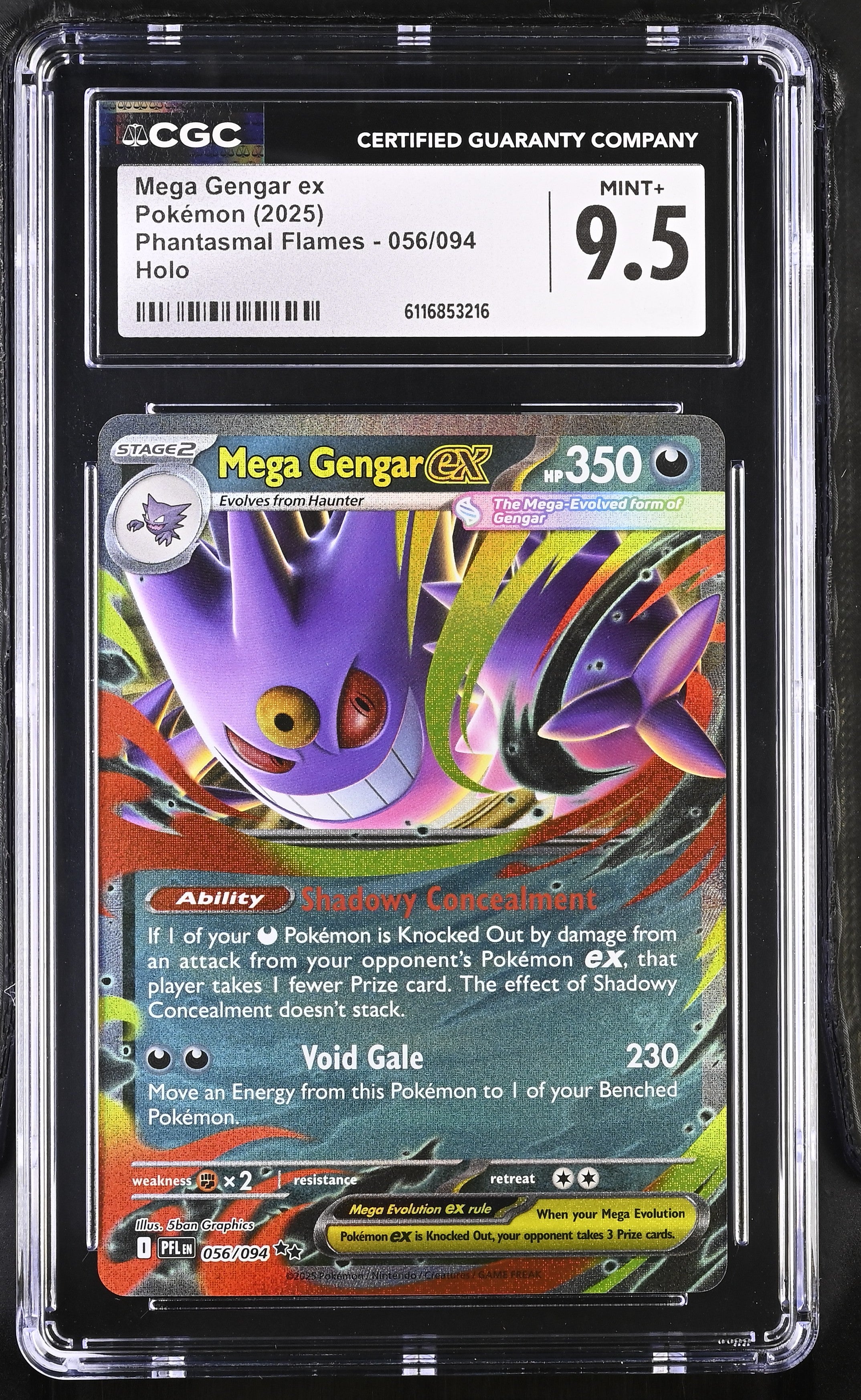 Mega Gengar EX 056/094 CGC 9.5 Mint+ 2025 Holo Phantasmal Flames Pokemon