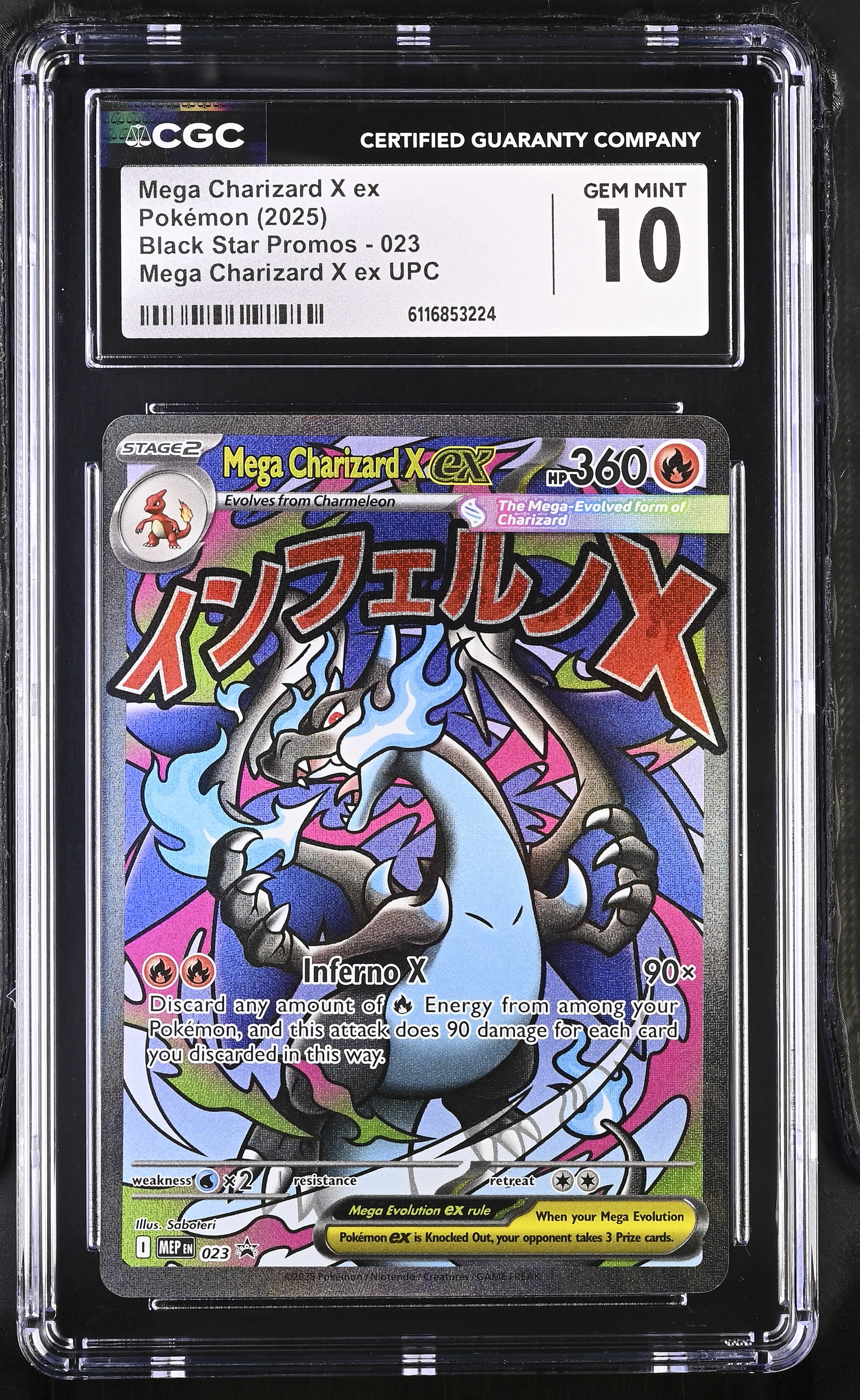 Mega Charizard X EX 023 CGC 10 Gem Mint 2025 Upc Black Star Promos Pokemon English