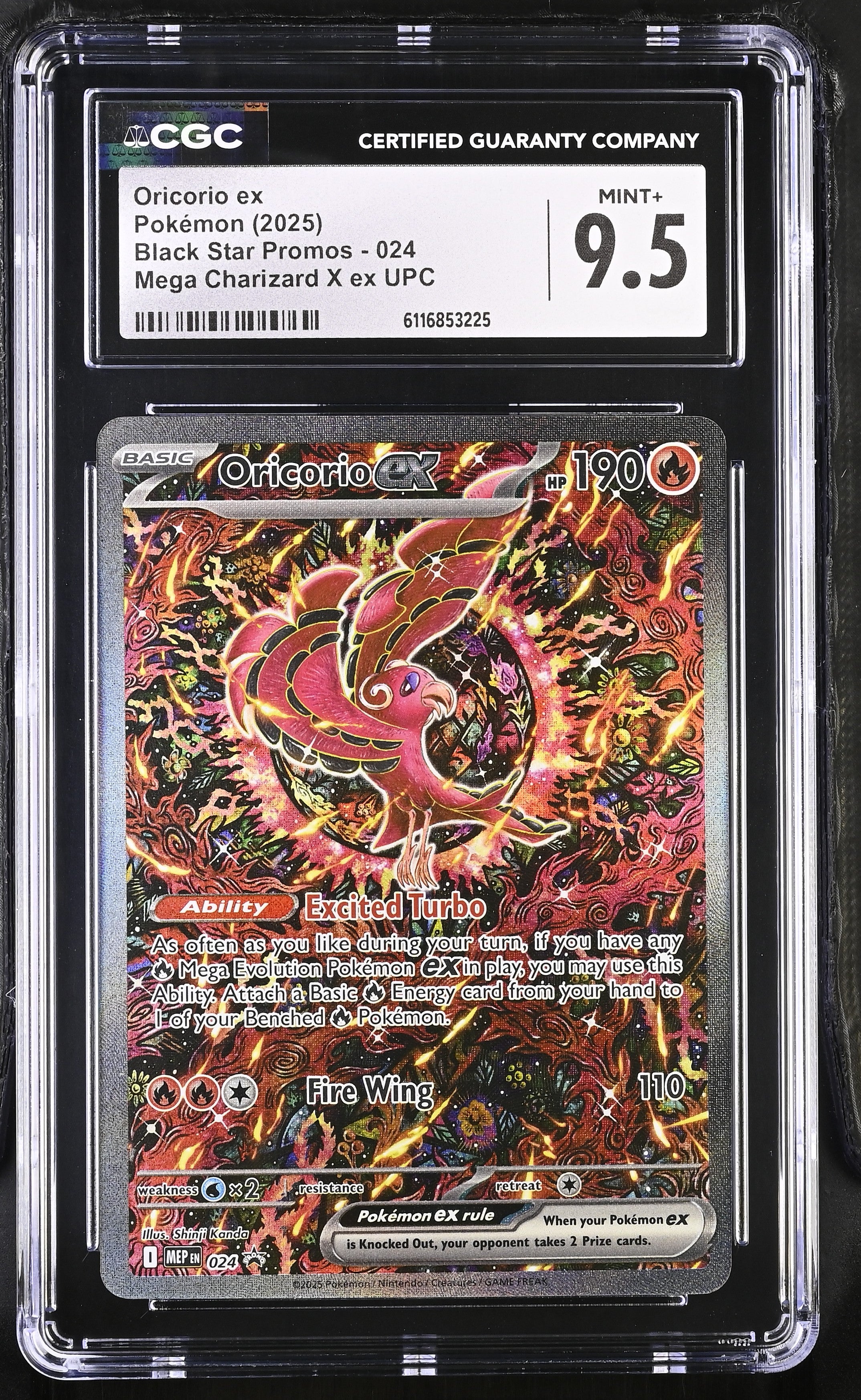Oricorio EX 024 CGC 9.5 Mint+ 2025 Mega Charizard X Upc Black Star Promos Pokemon