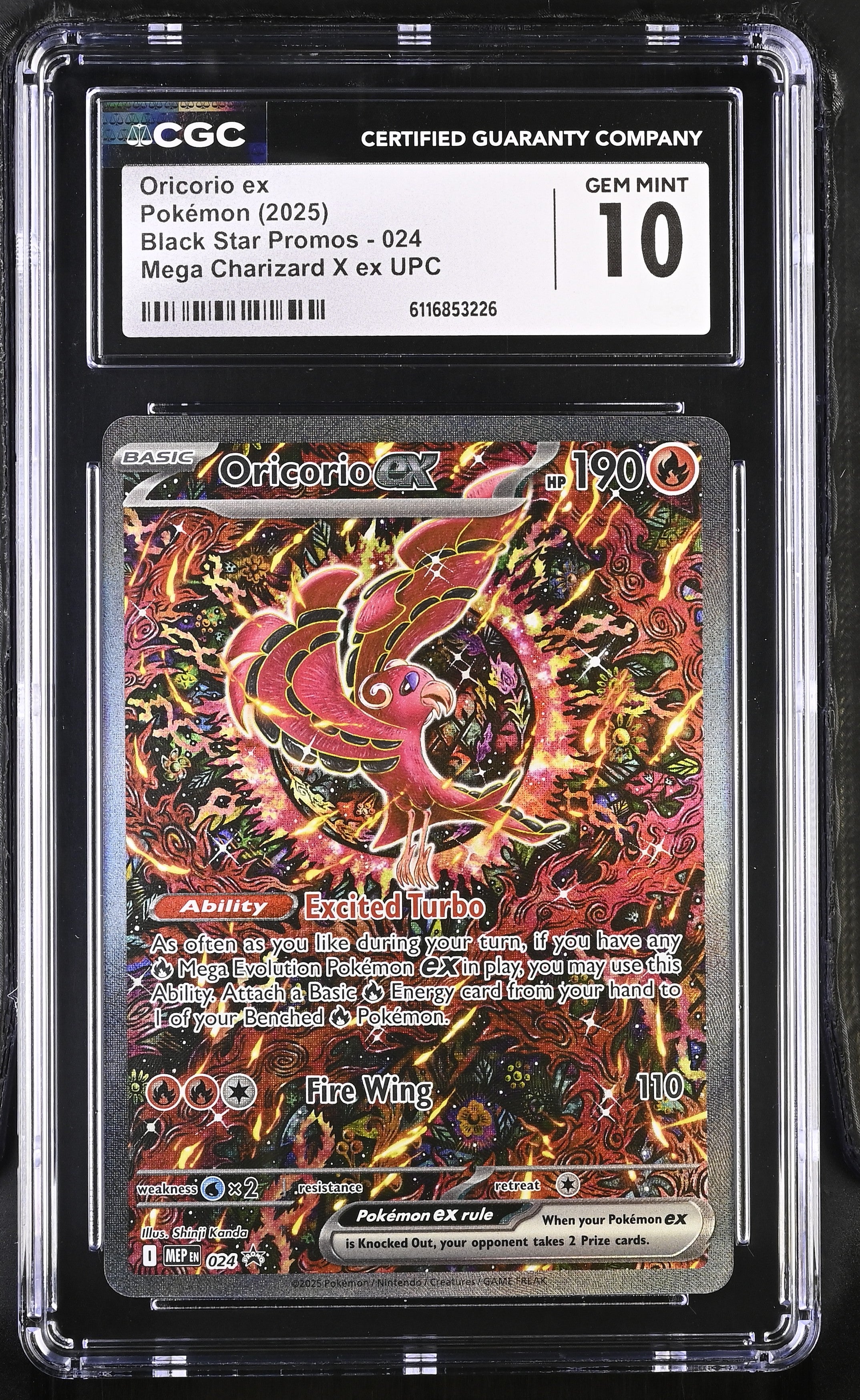 Oricorio EX 024 CGC 10 Gem Mint 2025 Mega Charizard X Upc Black Star Promos Pokemon English