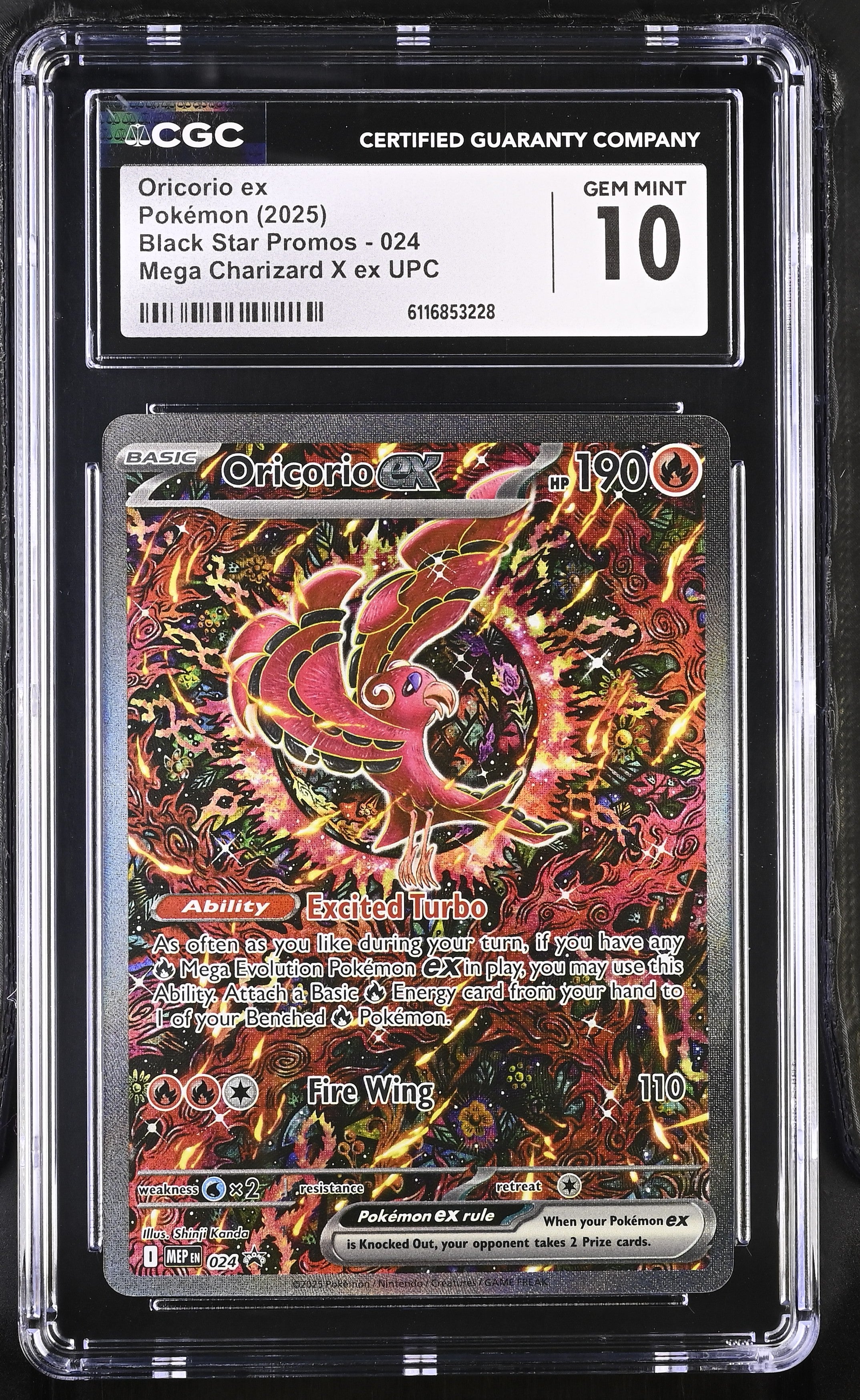 Oricorio EX 024 CGC 10 Gem Mint 2025 Mega Charizard X Upc Black Star Promos Pokemon English