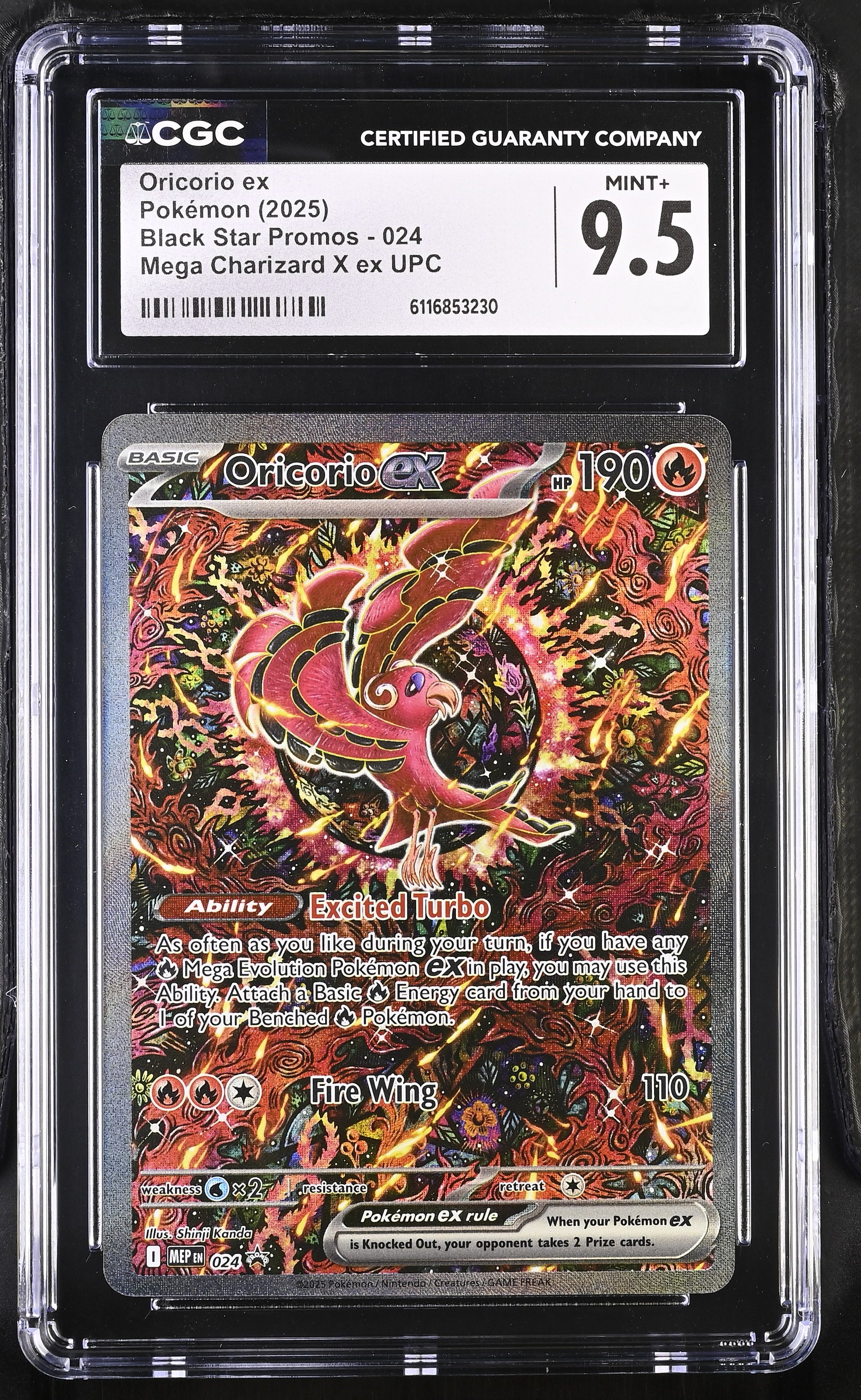 Oricorio EX 024 CGC 9.5 Mint+ 2025 Mega Charizard X Upc Black Star Promos Pokemon