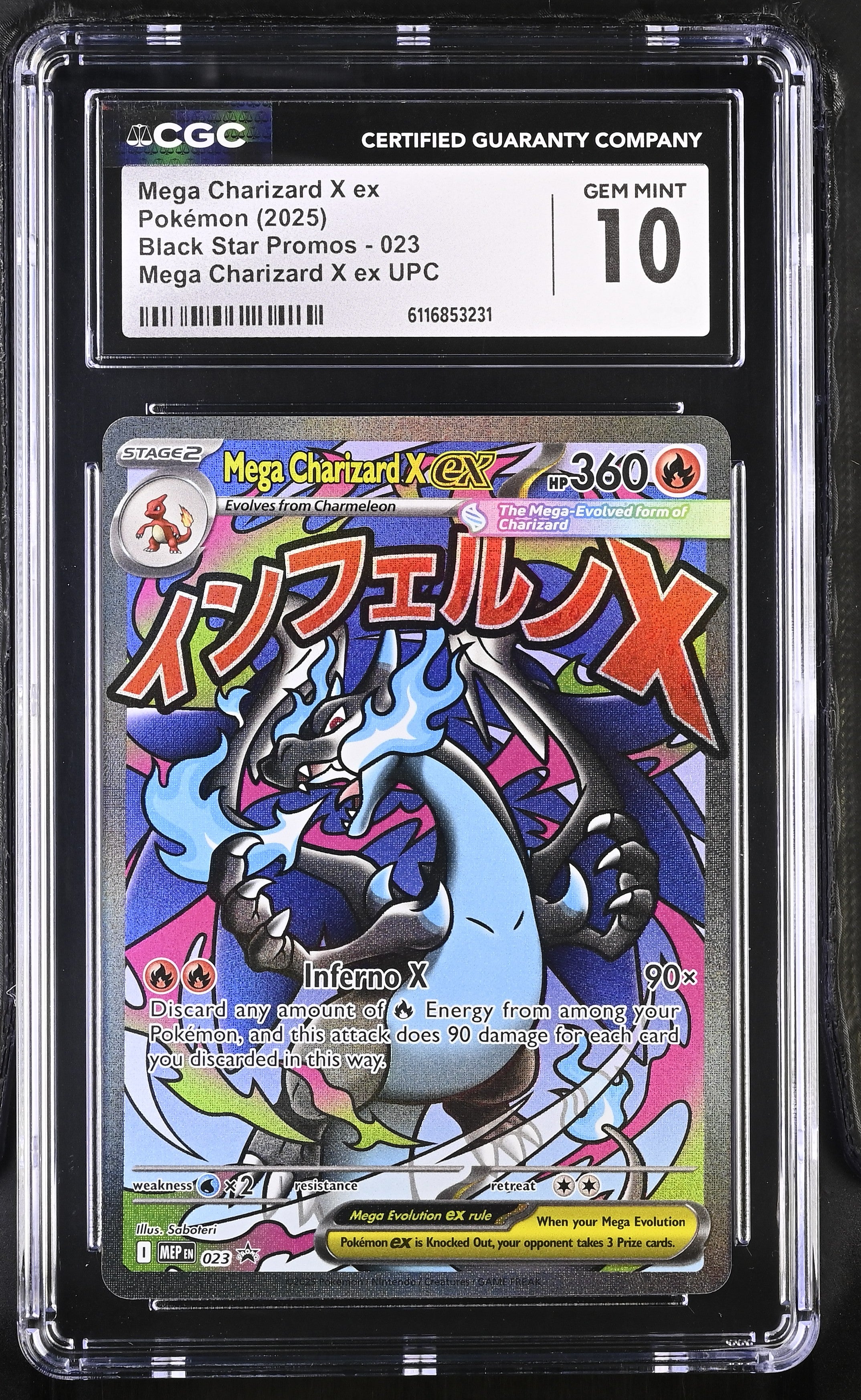 Mega Charizard X EX 023 CGC 10 Gem Mint 2025 Upc Black Star Promos Pokemon English