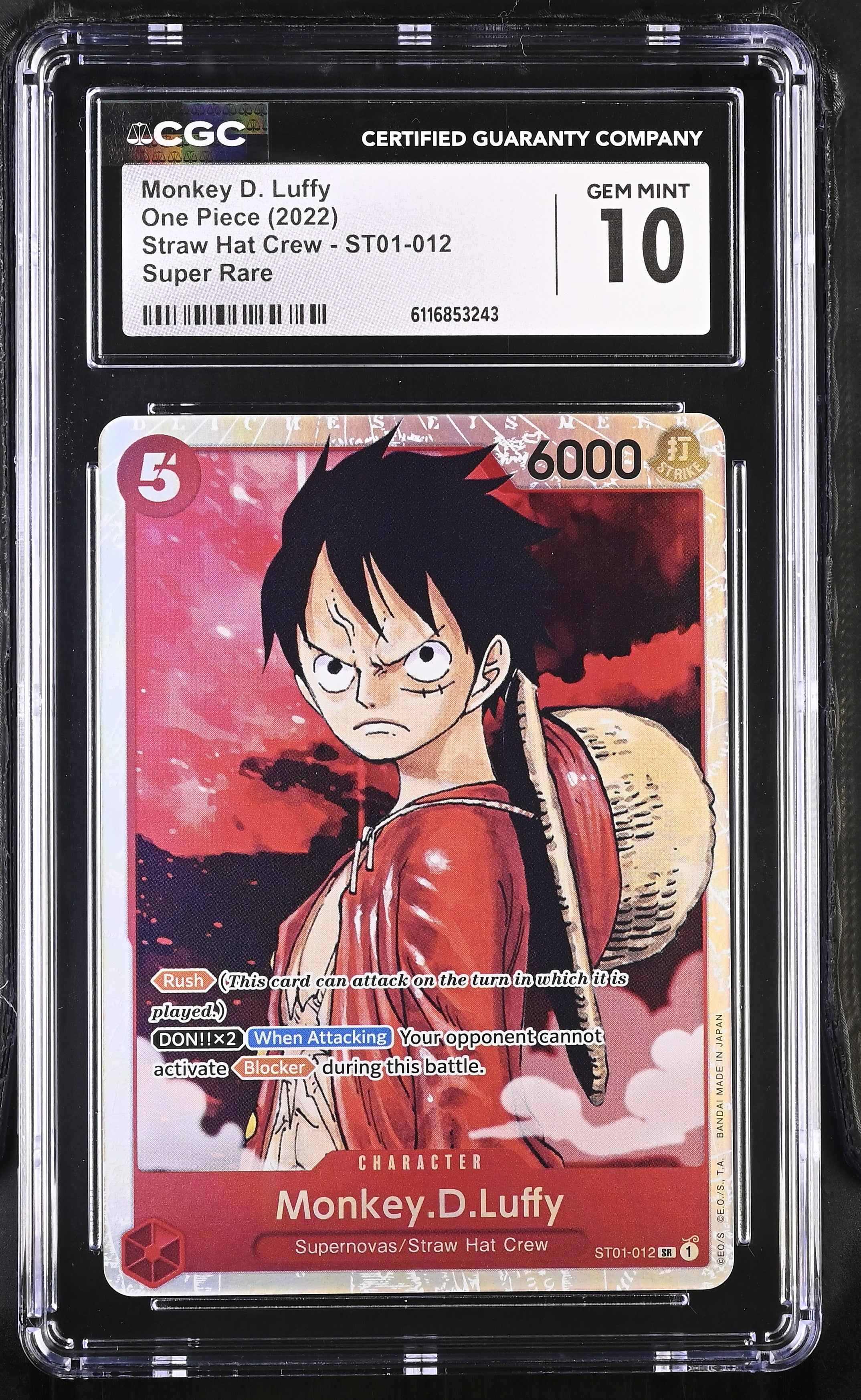 Monkey D. Luffy ST01-012 CGC 10 Gem Mint 2022 Straw Hat Crew One Piece English