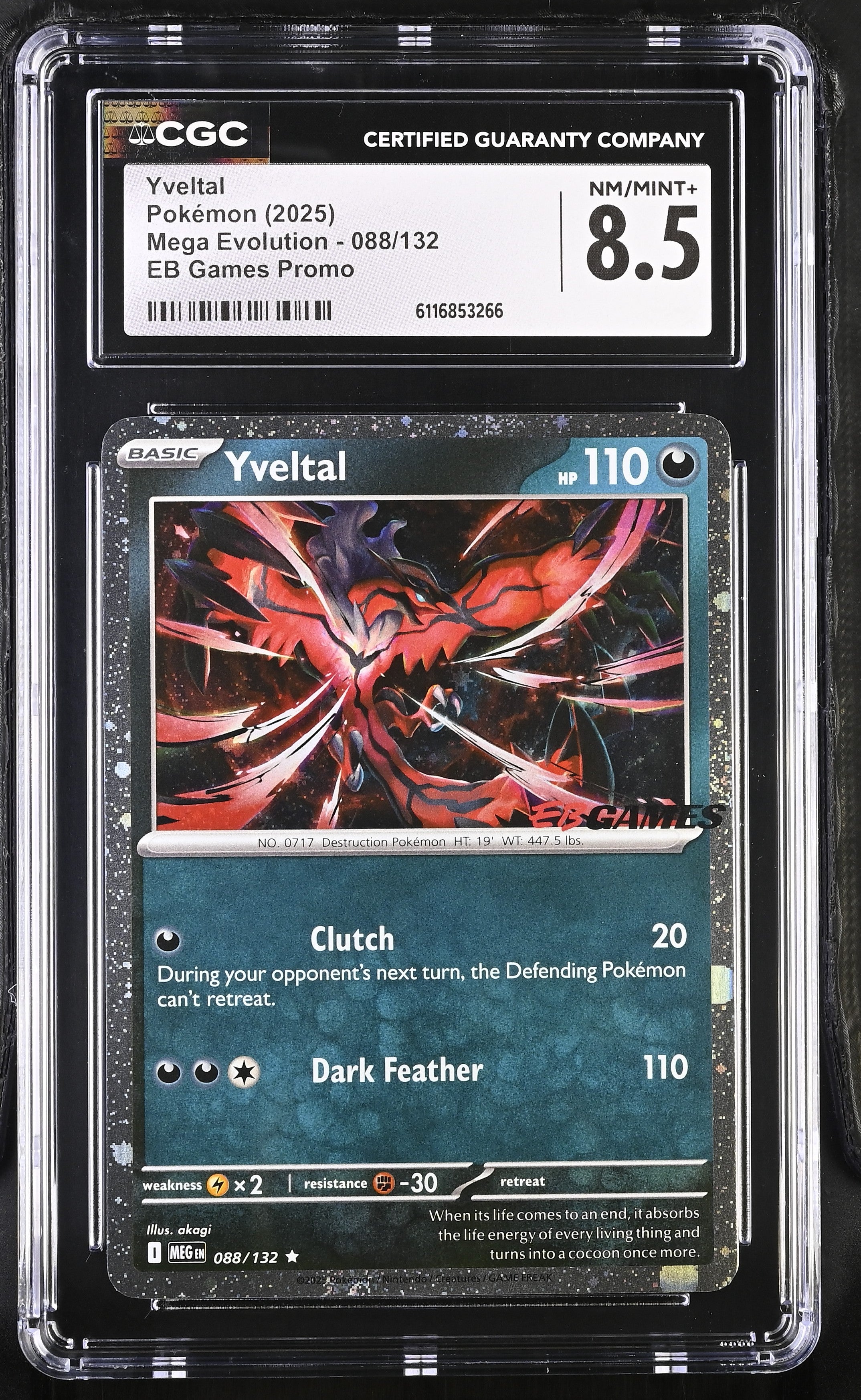 Yveltal 088/132 CGC 8.5 2025 Eb Games Promo Mega Evolution Pokemon