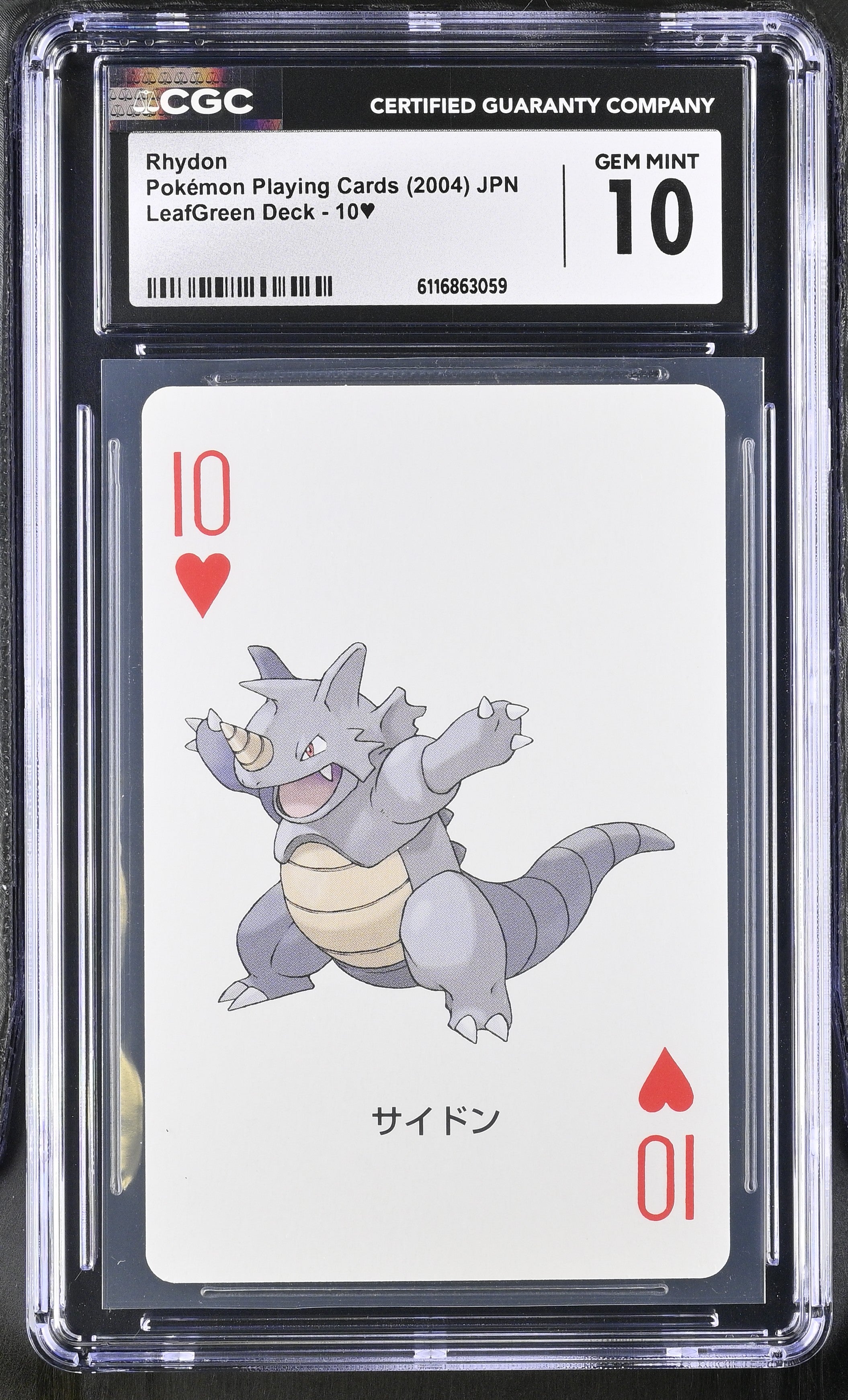 Rhydon 10§ CGC 10 Gem Mint 2004 Leafgreen Deck Pokemon Poker Cards Japanese