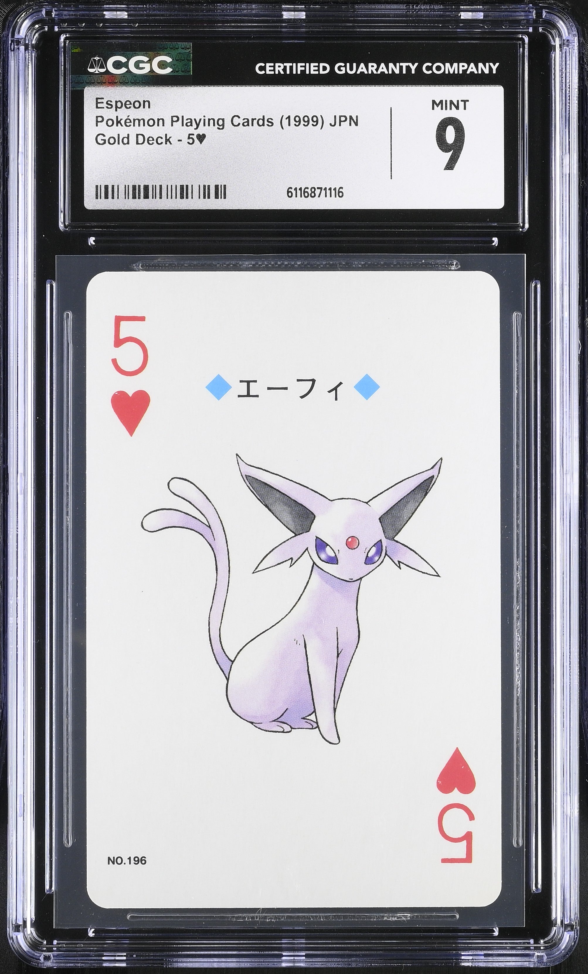 Espeon 5§ CGC 9 Mint 1999 Poker Gold Deck Pokemon Playing Card Japanese