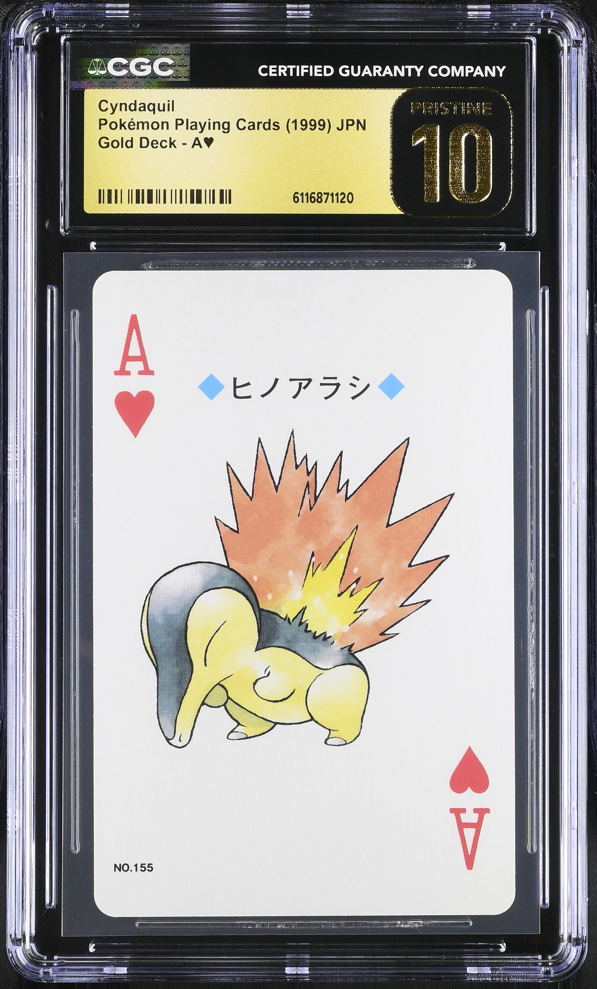 Cyndaquil A CGC 10 Pristine 1999 Gold Poker Deck Pokemon Playing Card Japanese