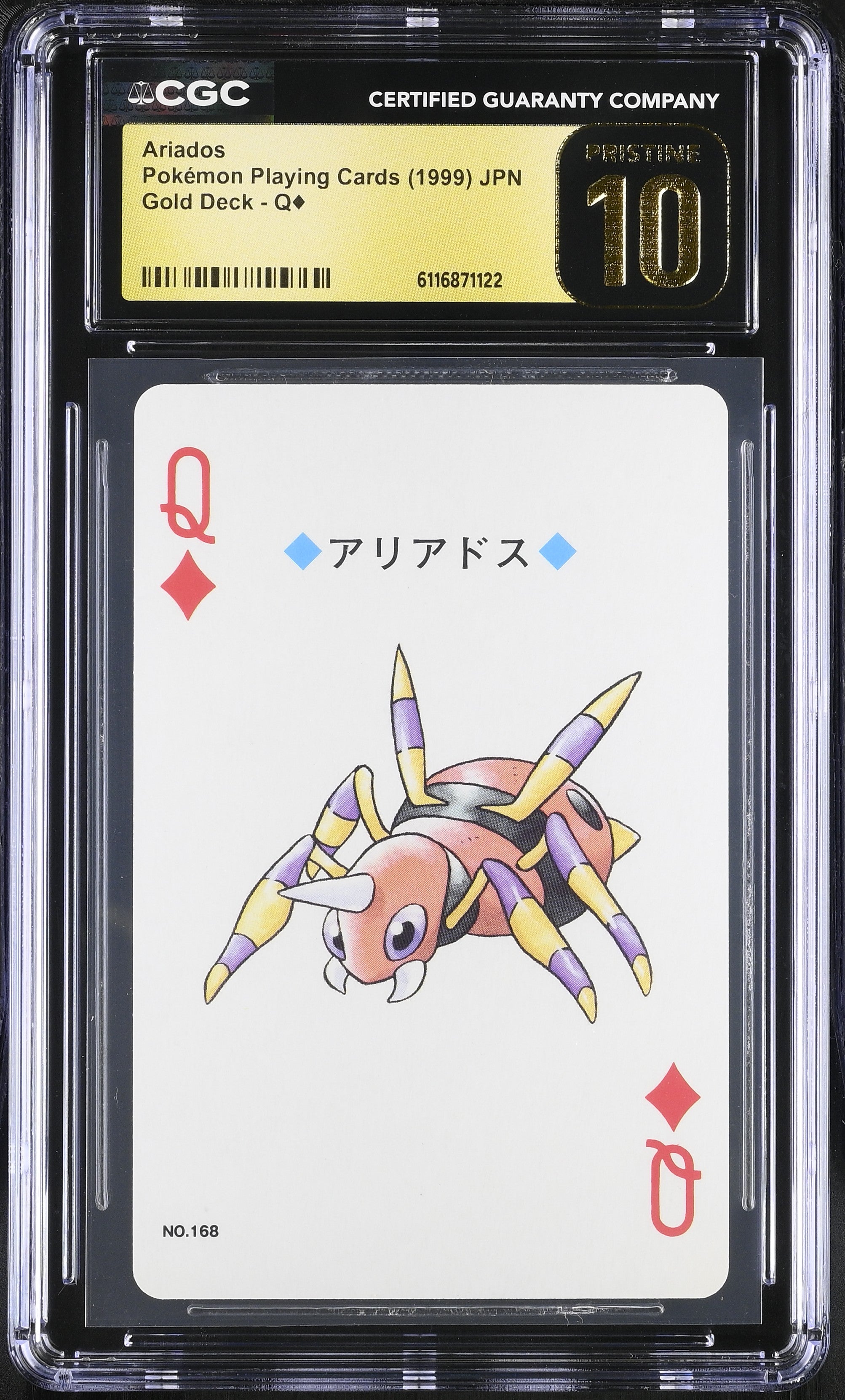 Ariados Q CGC 10 Pristine 1999 Gold Poker Deck Pokemon Playing Card Japanese