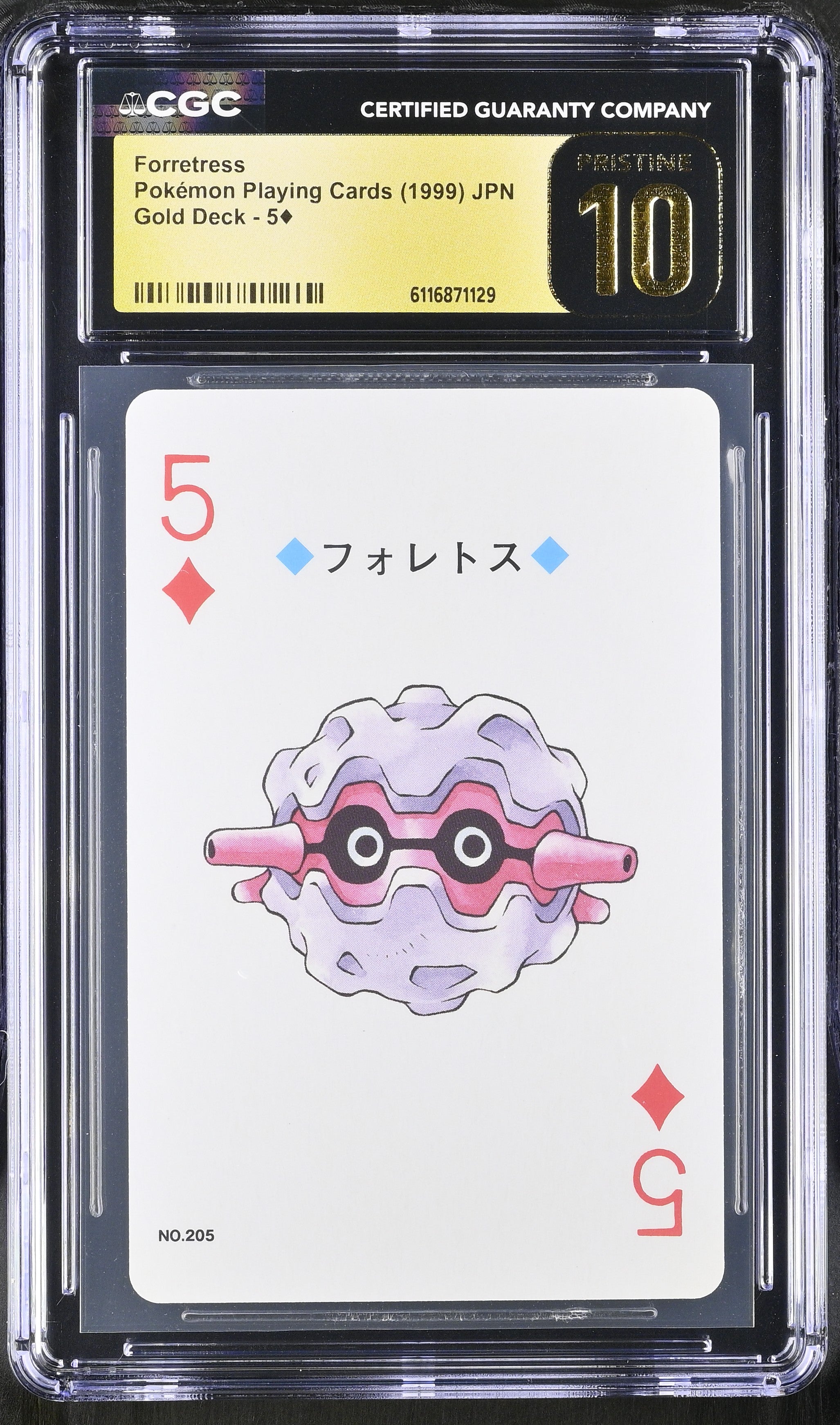 Forretress 5 CGC 10 Pristine 1999 Gold Poker Deck Pokemon Playing Card Japanese
