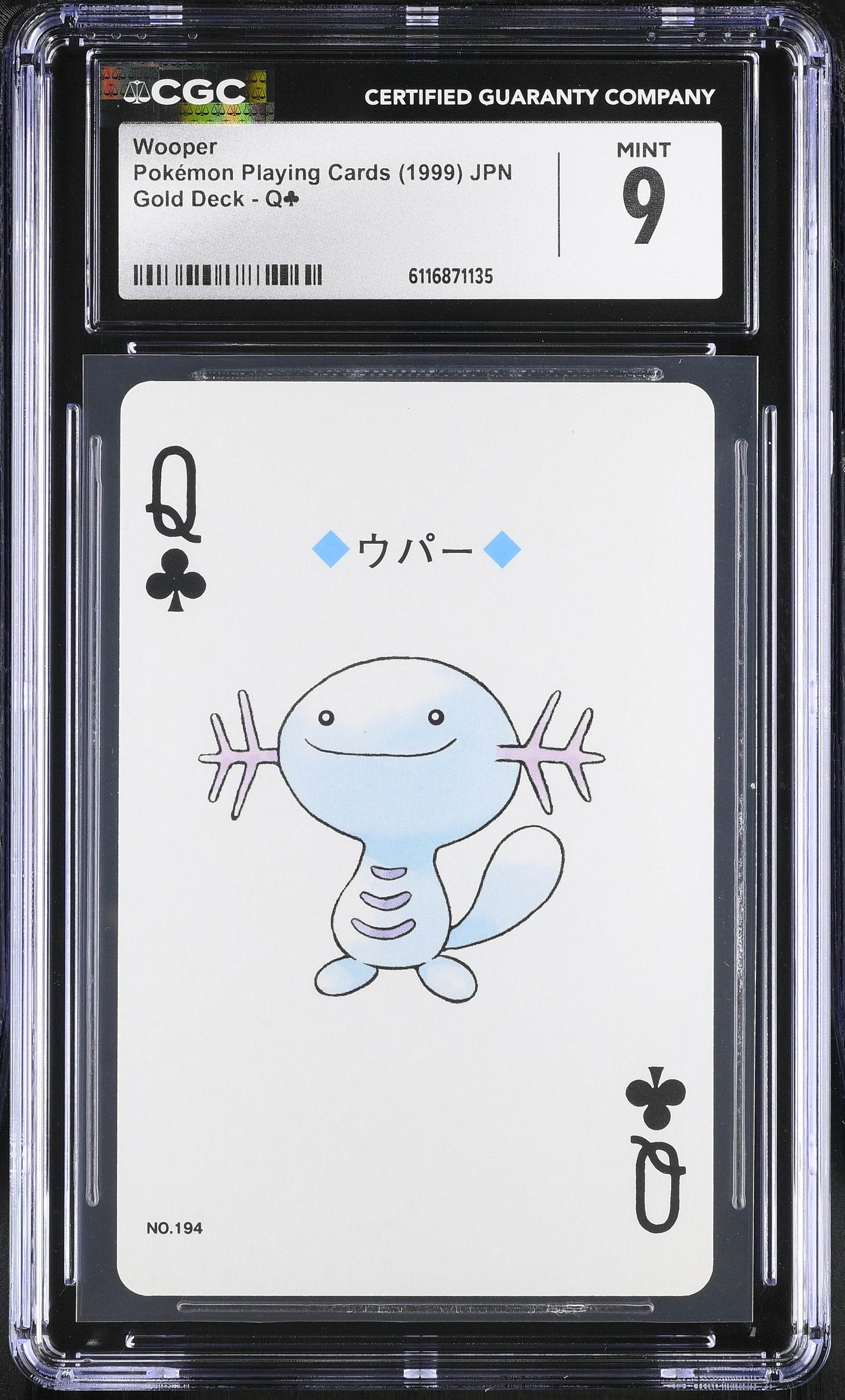 Wooper Q CGC 9 Mint 1999 Poker Gold Deck Pokemon Playing Card Japanese