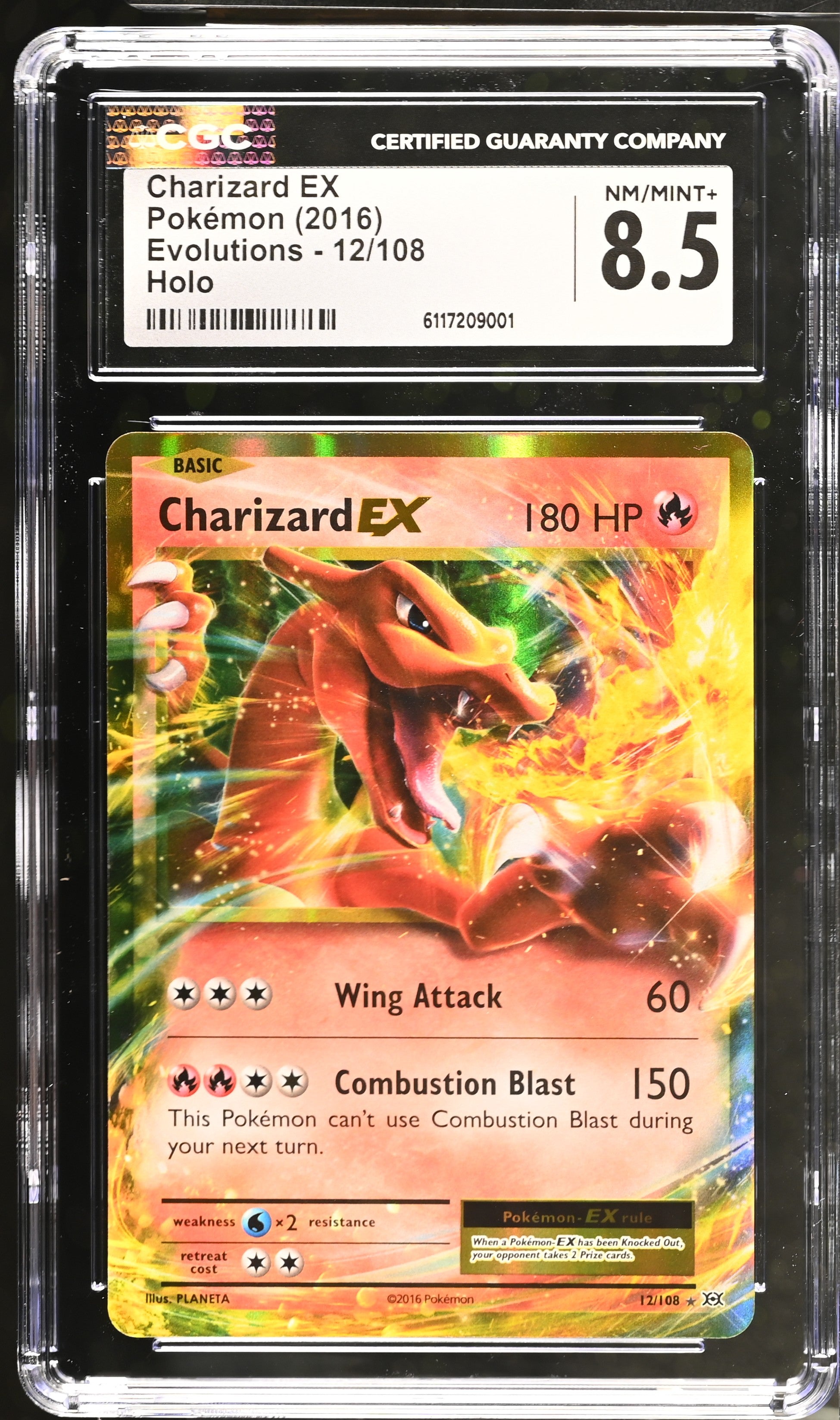 Charizard EX 12/108 CGC 8.5 Nm/mint+ 2016 Holo Evolutions Pokemon