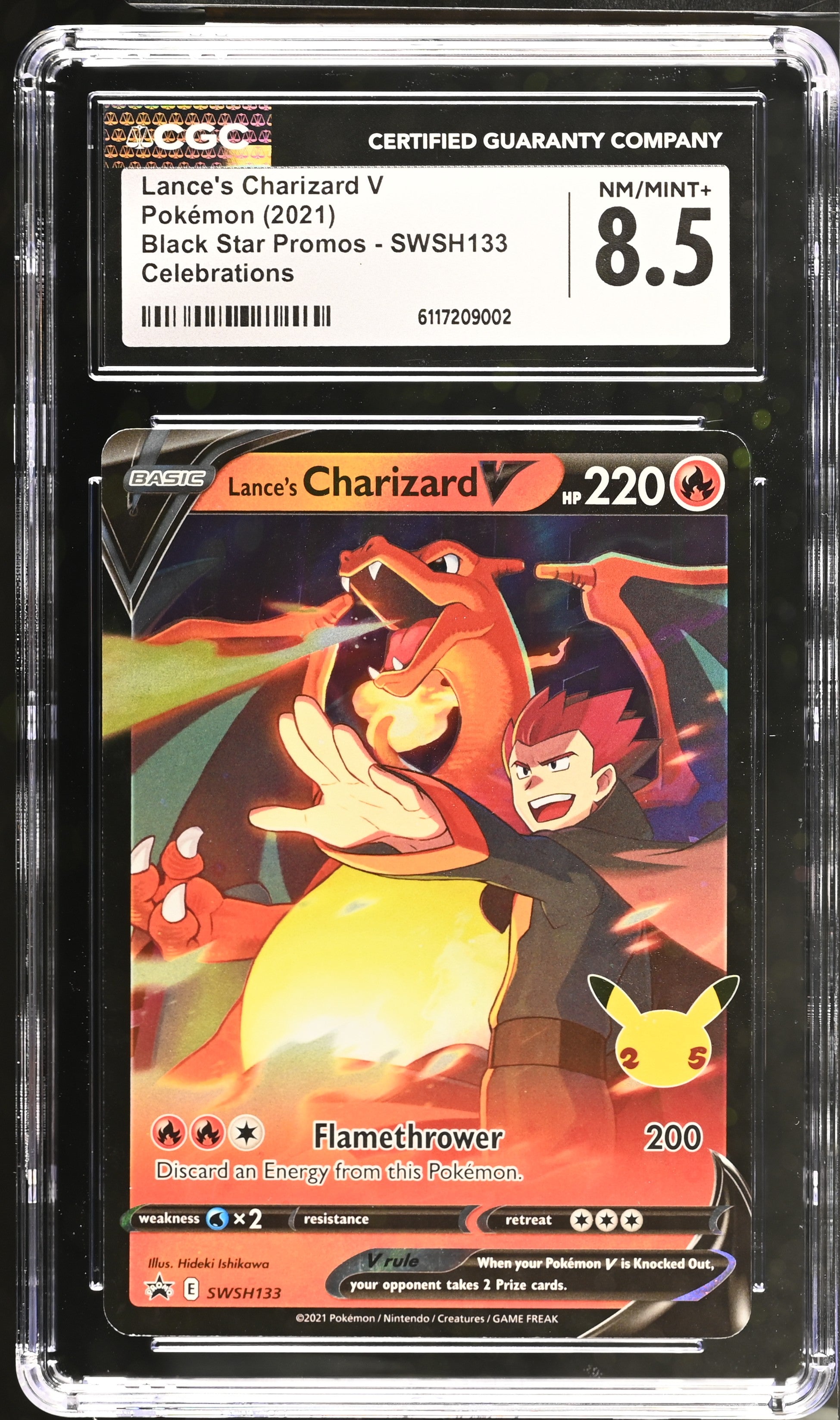 Lance's Charizard V SWSH133 CGC 8.5 2021 Celebrations Black Star Promos Pokemon