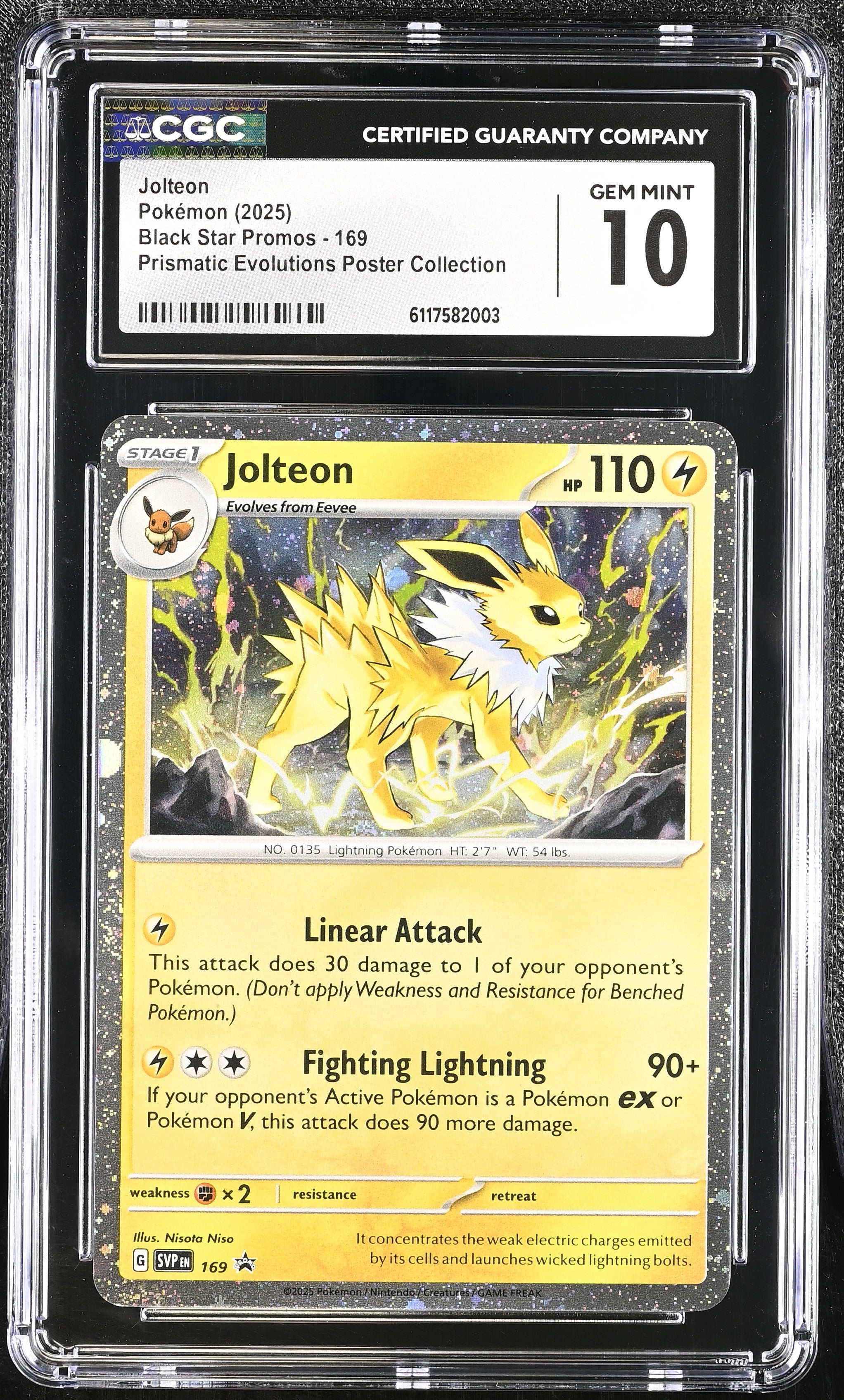 Jolteon 169 CGC 10 Gem Mint 2025 Prismatic Evolutions Black Star Promos Pokemon English