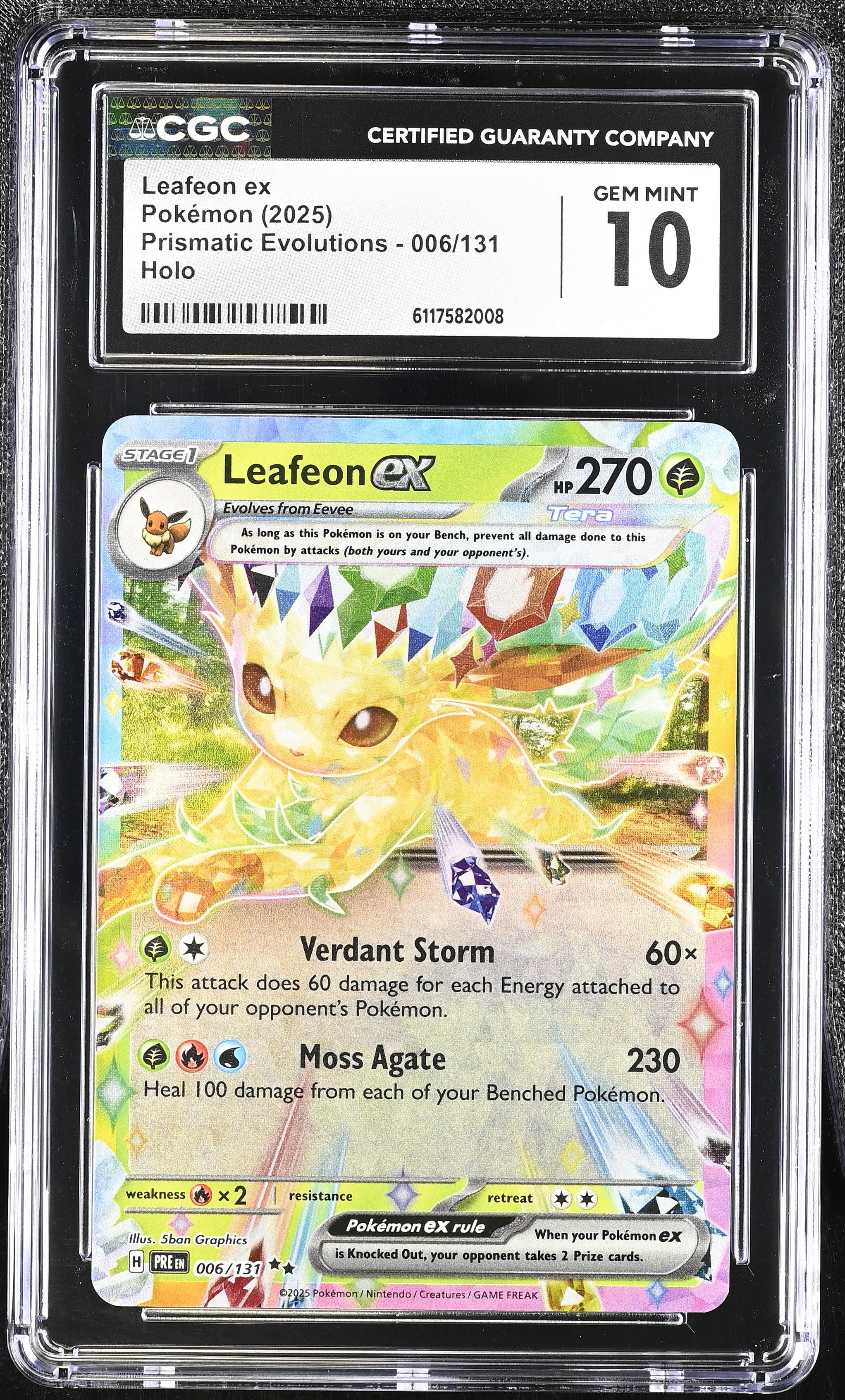 Leafeon EX 006/131 CGC 10 Gem Mint 2025 Holo Prismatic Evolutions Pokemon English