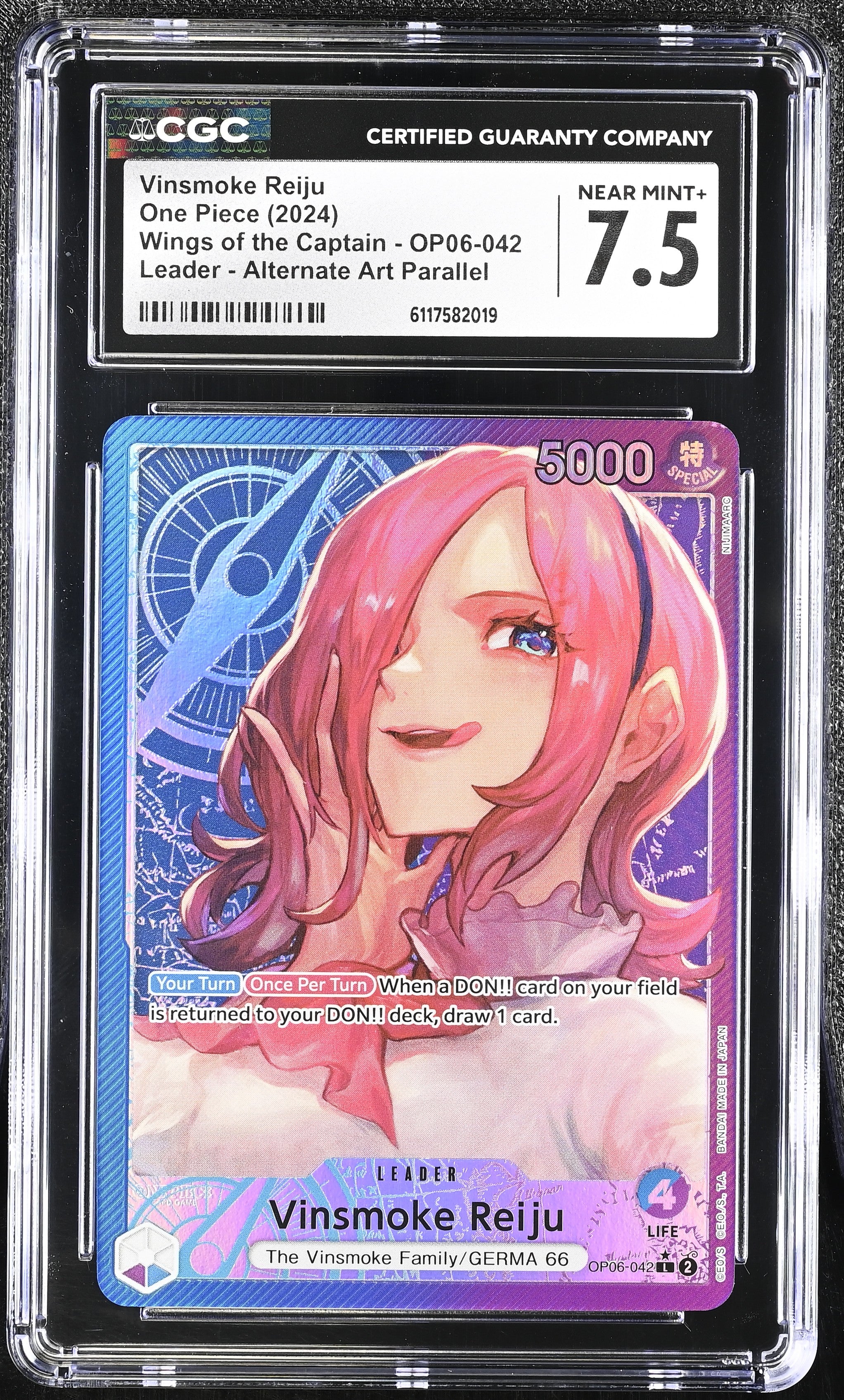 Vinsmoke Reiju OP06-042 CGC 7.5 Near Mint+ 2024 Alternate Art Parallel Wings Of The Captain One Piece