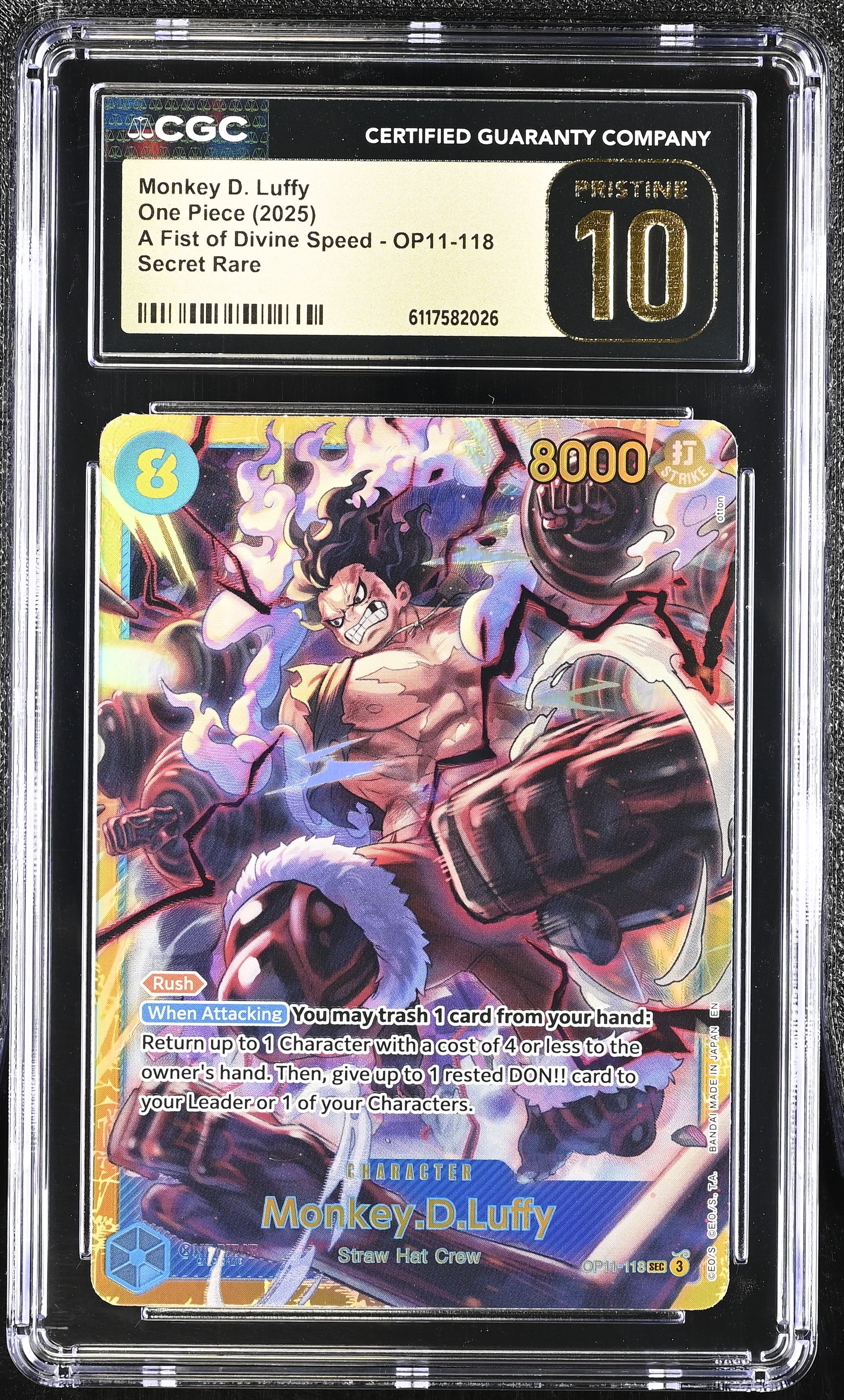 Monkey D. Luffy OP11-118 CGC 10 Pristine 2025 One Piece English