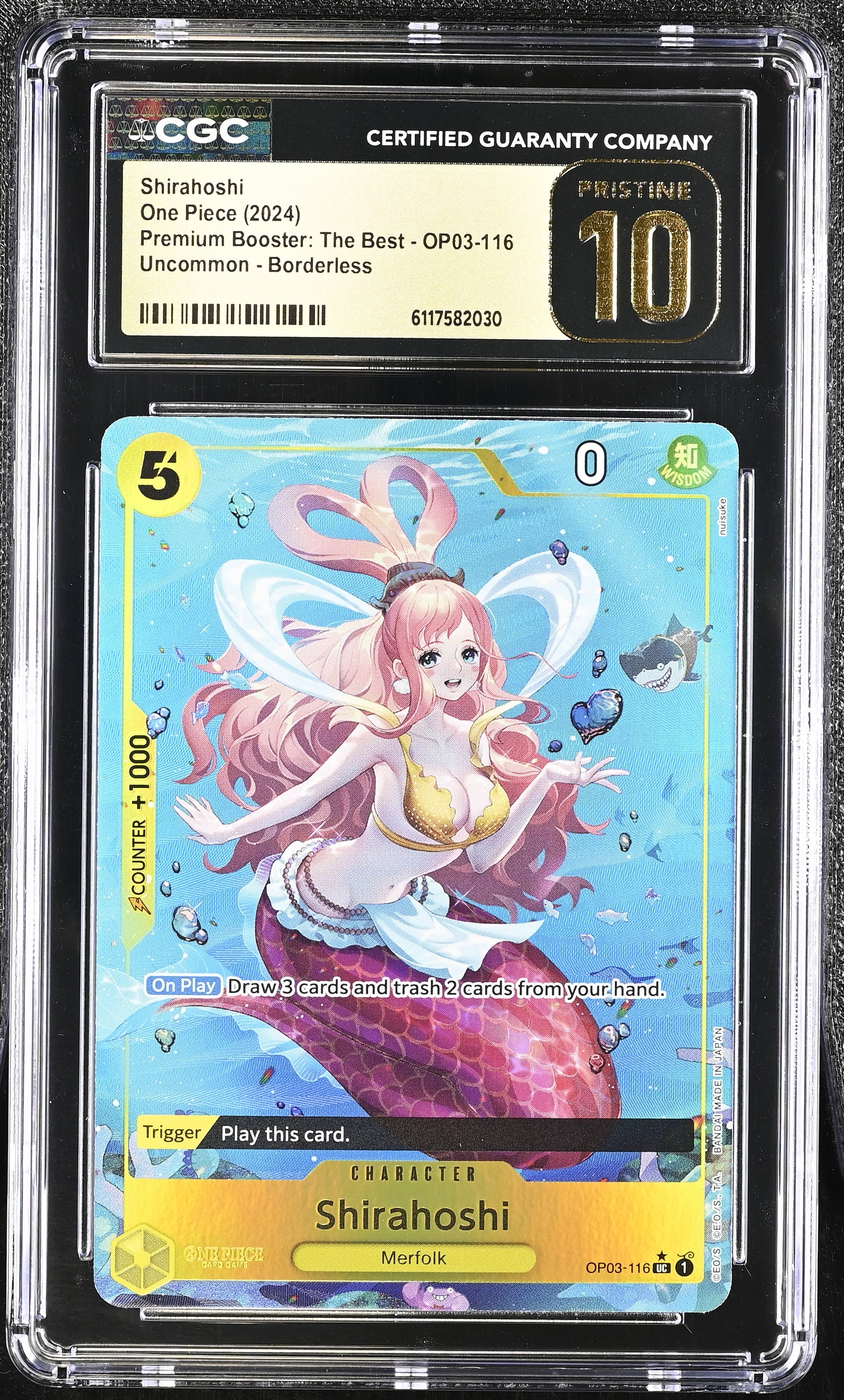 Shirahoshi OP03-116 CGC 10 Pristine 2024 Borderless The Best One Piece English